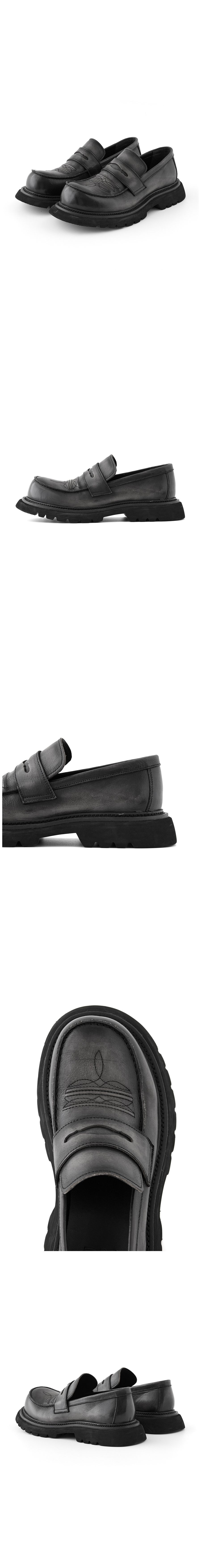 MUSINSA | DNSR Mammoth Western Horse Leather Loafer Black