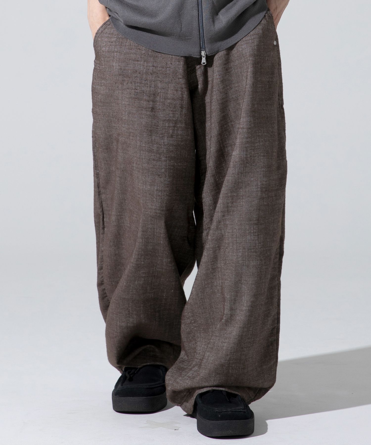 MUSINSA | XTONZ XP295 Icey Linen Balloon Denim Pants (BROWN)
