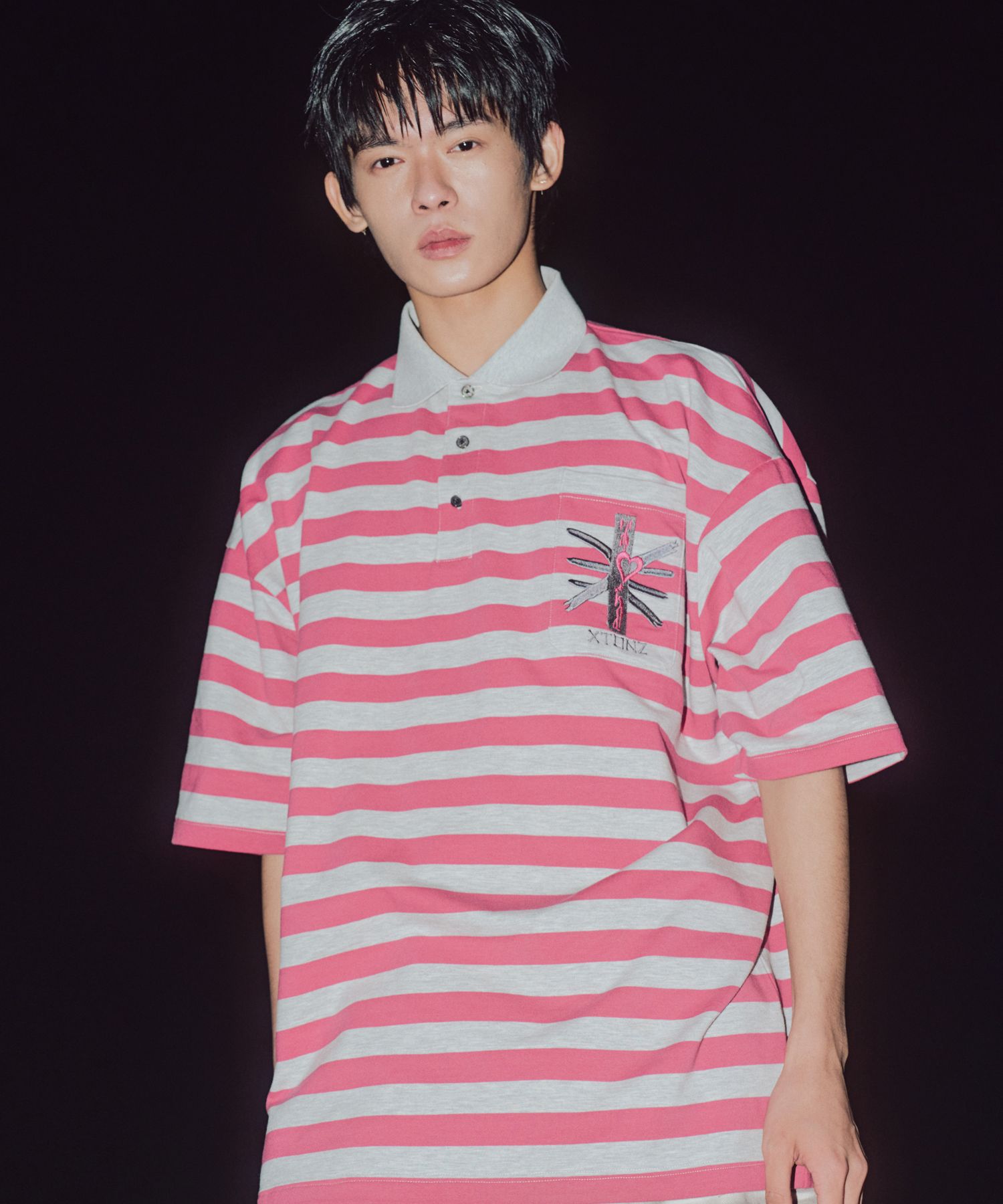 ◆XTONZ 2tone striped pique collar T-shirt/2色◆ MUSINSA | XTONZ XTT140 Two-tone striped pique collar T-shirt