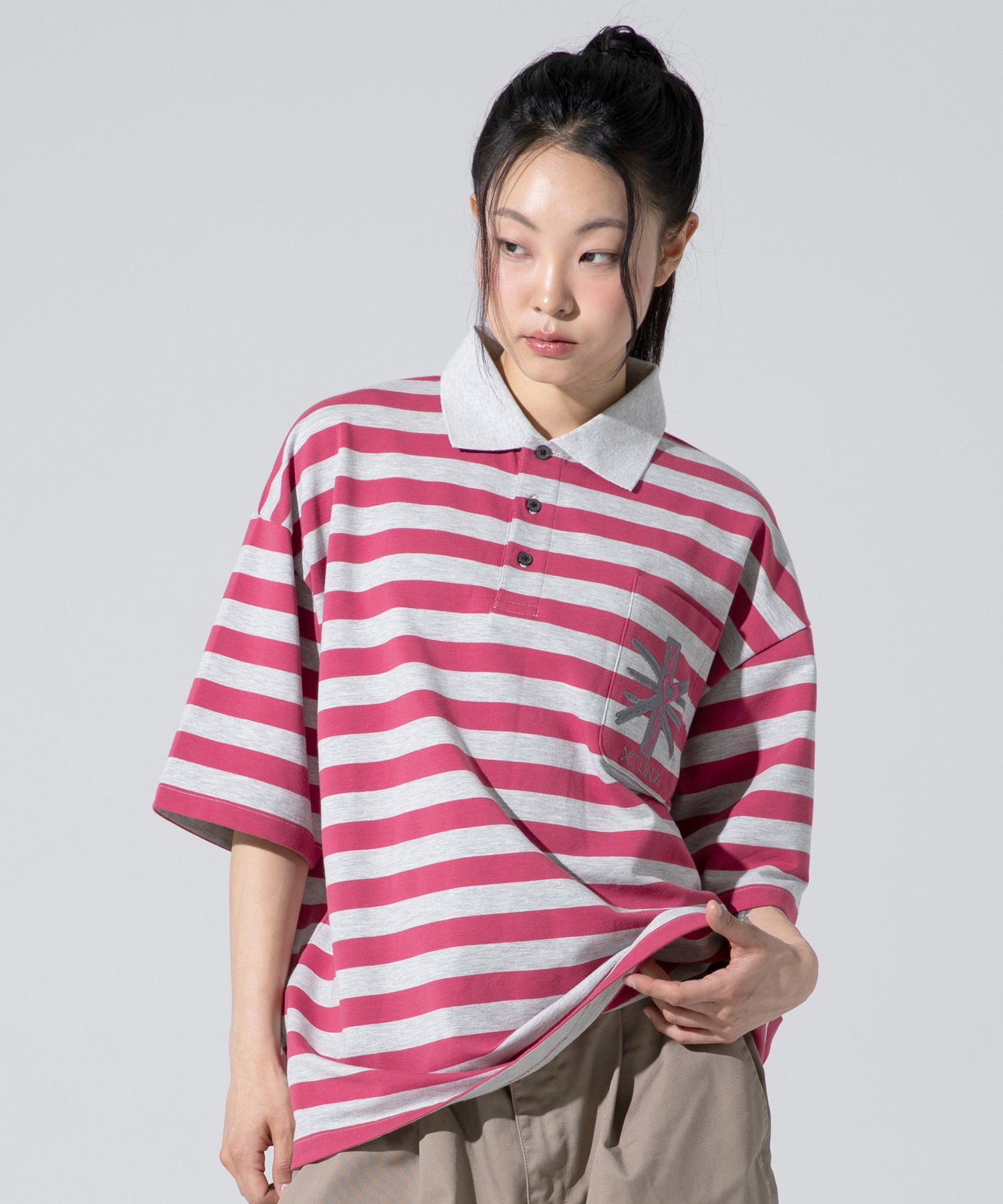 ◆XTONZ 2tone striped pique collar T-shirt/2色◆ MUSINSA | XTONZ XTT140 Two-tone striped pique collar T-shirt