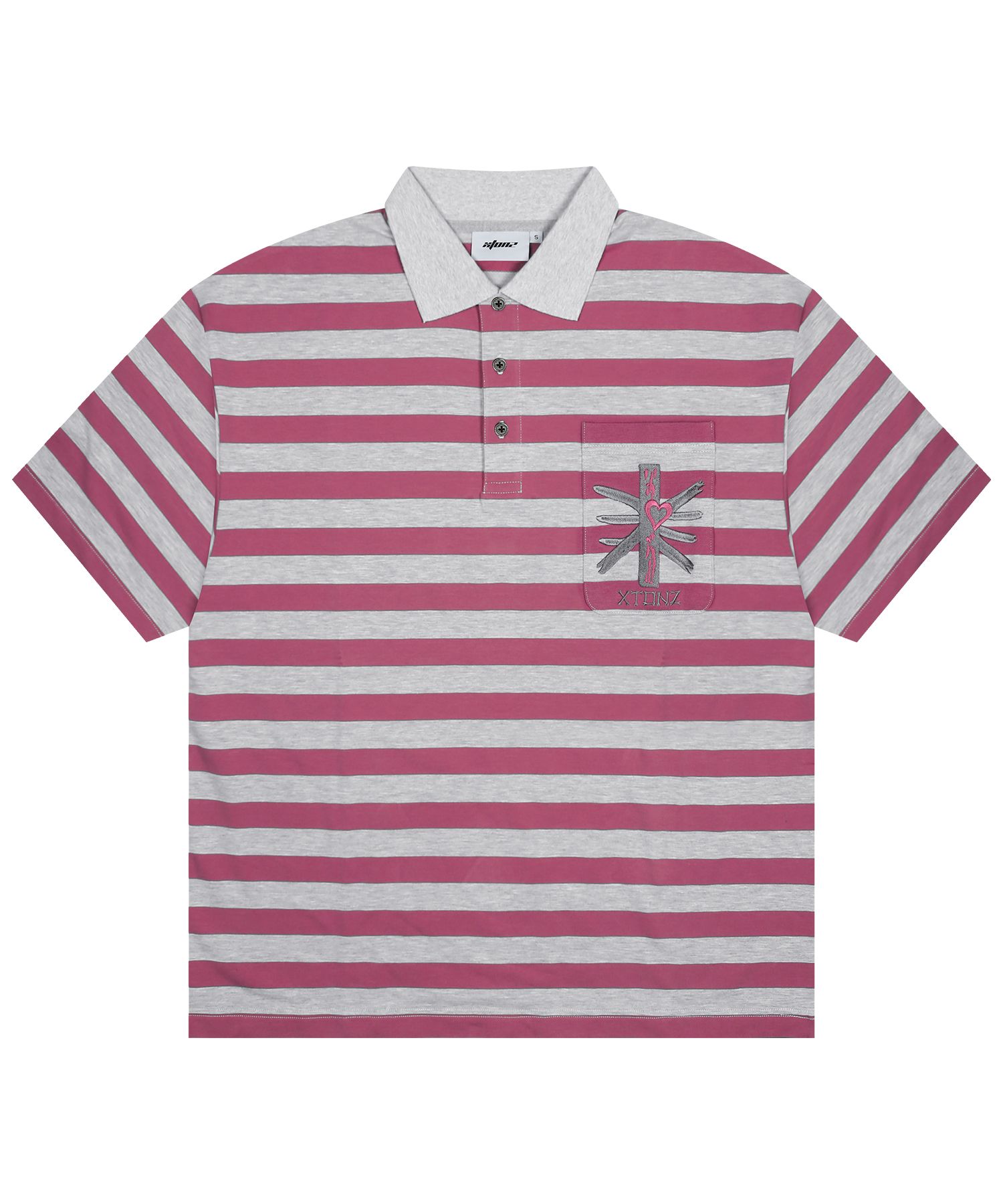 MUSINSA公式 | XTONZ XTT140 Two-tone striped pique collar T