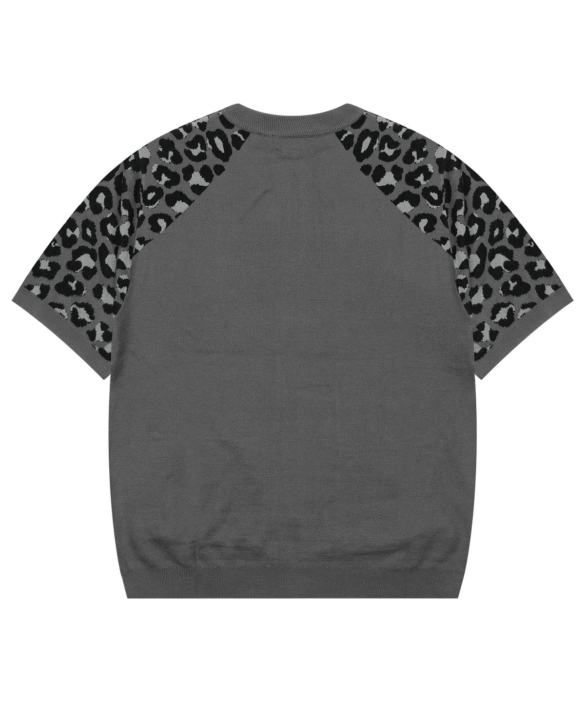 엑스톤즈(XTONZ) XTK151 레오파드 라운드 반팔 니트 집업 (GRAY)