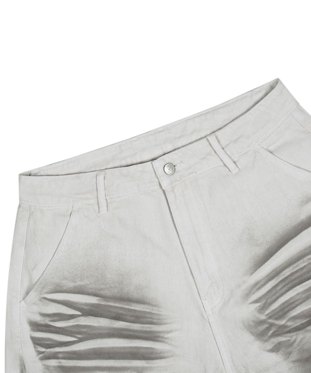엑스톤즈(XTONZ) XP287 더티 워싱 버뮤다 코튼 팬츠 (WHITE)