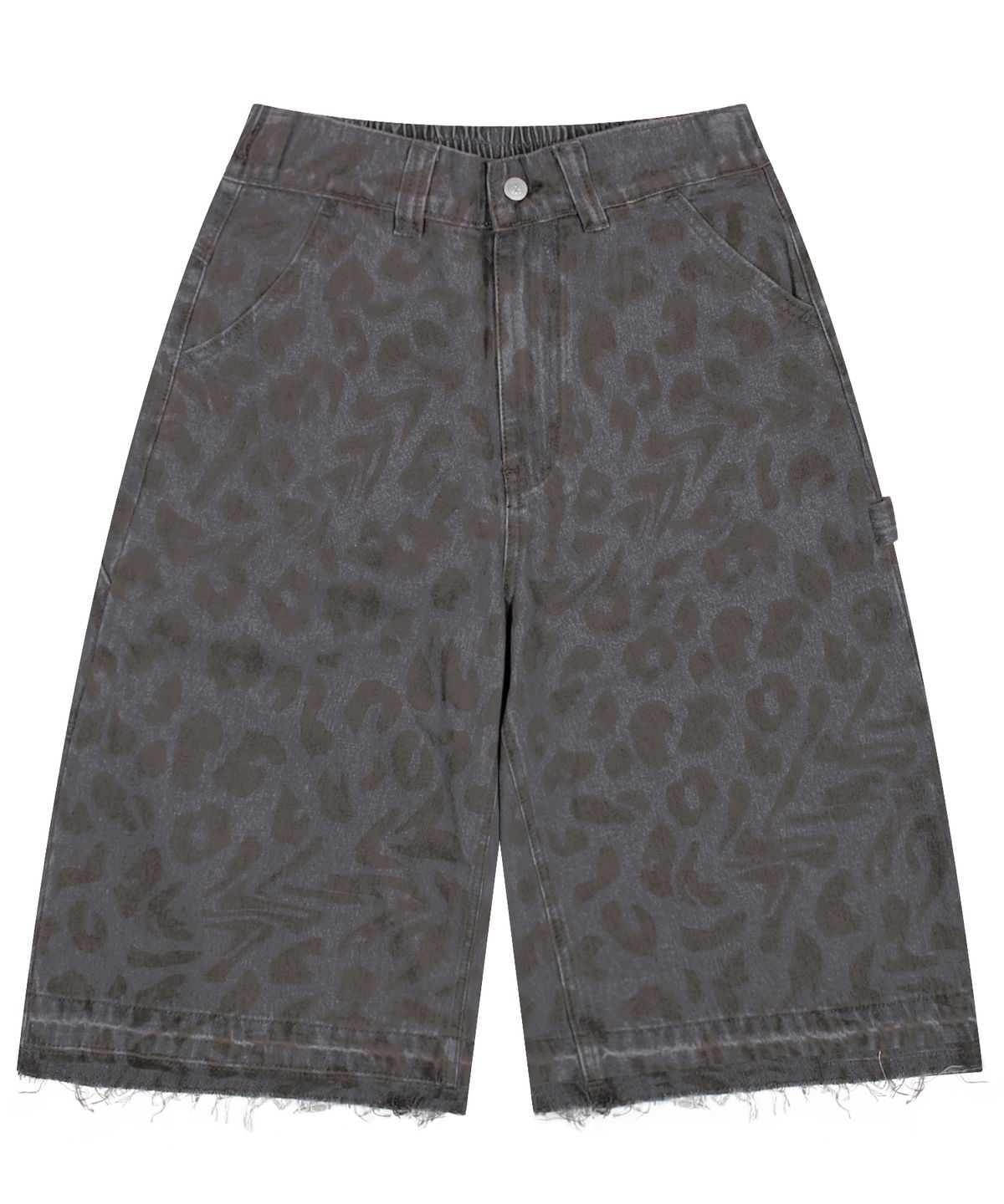 엑스톤즈(XTONZ) XP281 레오파드 카펜터 버뮤다 데님 팬츠 (GRAY)