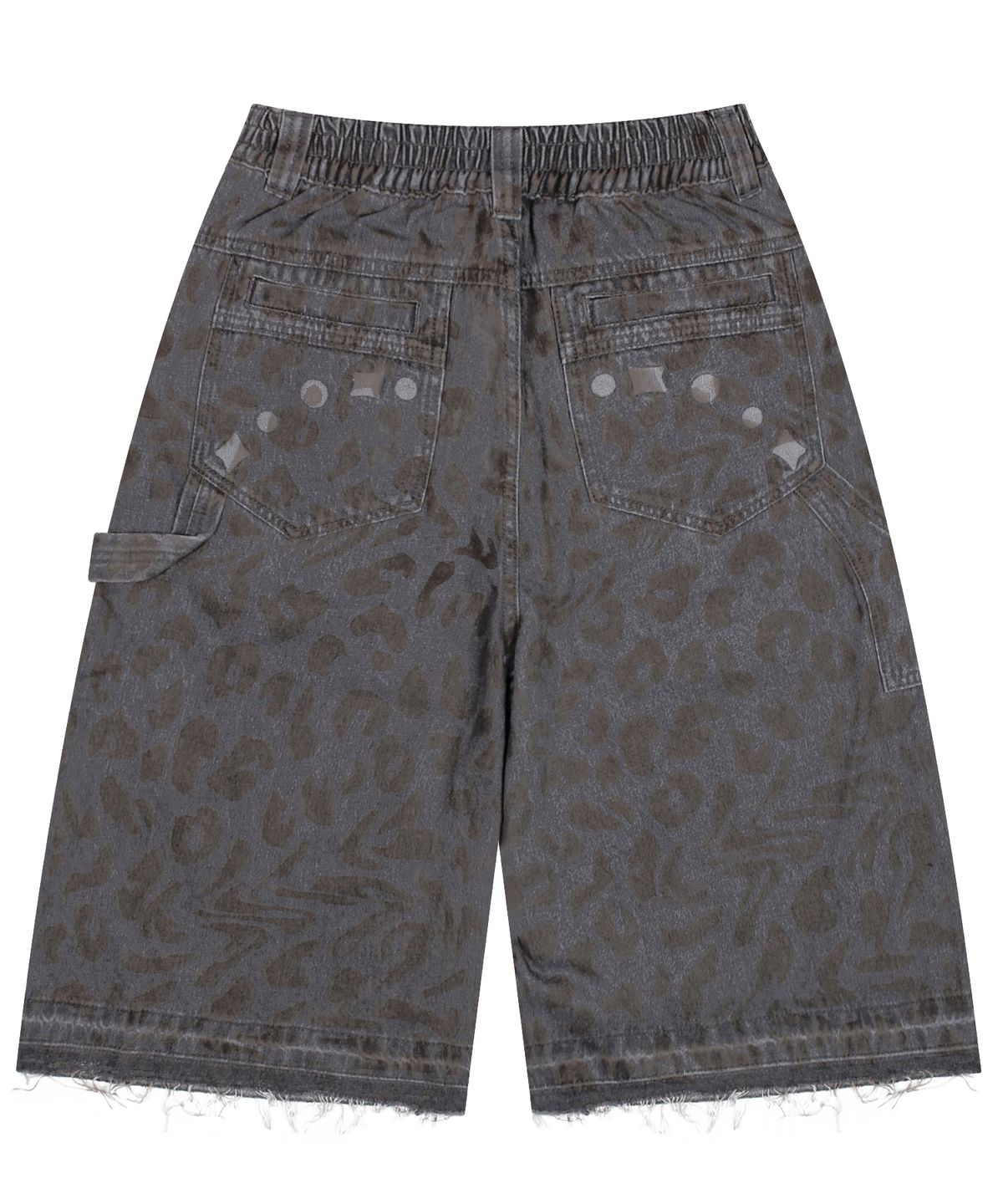 엑스톤즈(XTONZ) XP281 레오파드 카펜터 버뮤다 데님 팬츠 (GRAY)