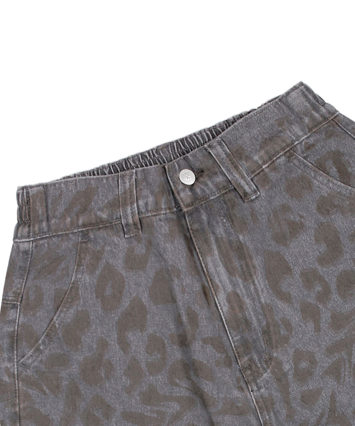 엑스톤즈(XTONZ) XP281 레오파드 카펜터 버뮤다 데님 팬츠 (GRAY)