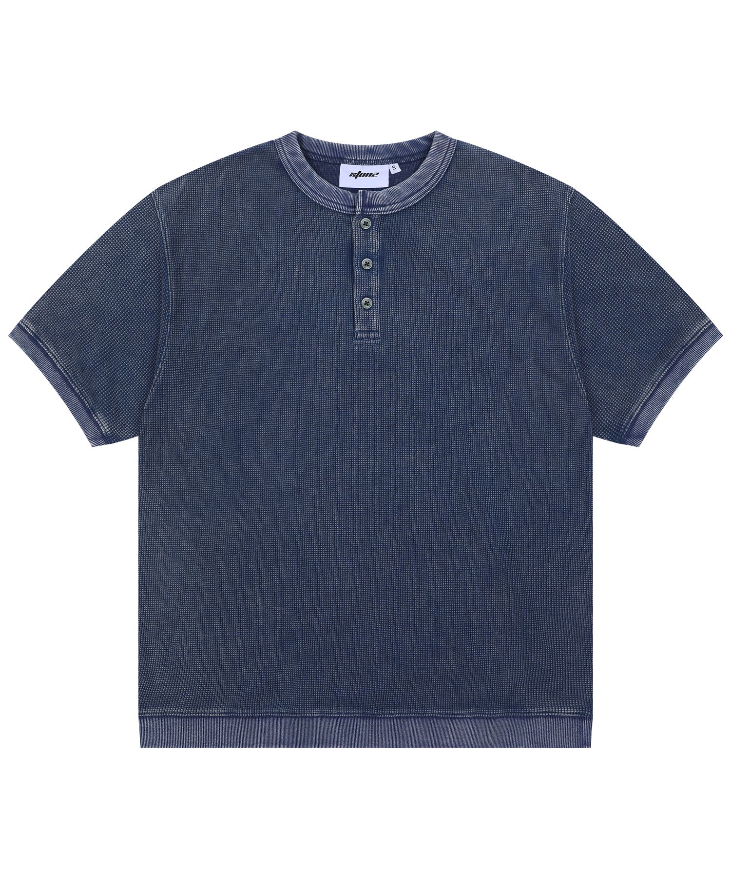 ★XTONZ★ XTT144 Vintage Washed Waffle Henley Neck T-Shirt C MUSINSA | XTONZ XTT144 Vintage Washed Waffle Henley Neck T