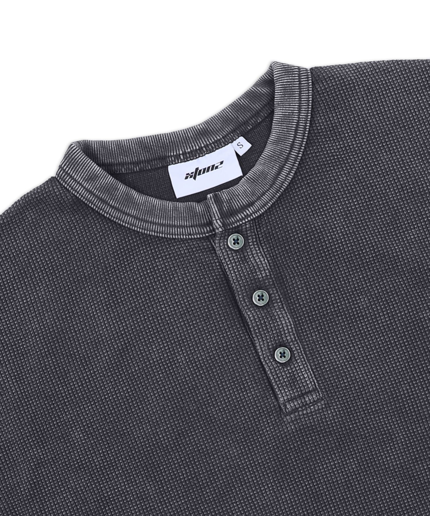 ★XTONZ★ XTT144 Vintage Washed Waffle Henley Neck T-Shirt N MUSINSA | XTONZ XTT144 Vintage Washed Waffle Henley Neck T