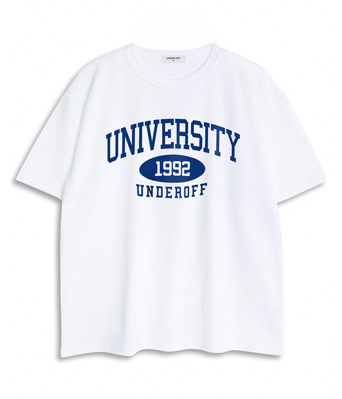 언더오프(UNDEROFF) [2PACK] 오버핏 크루넥 유니버시티 반팔 티셔츠 4colors