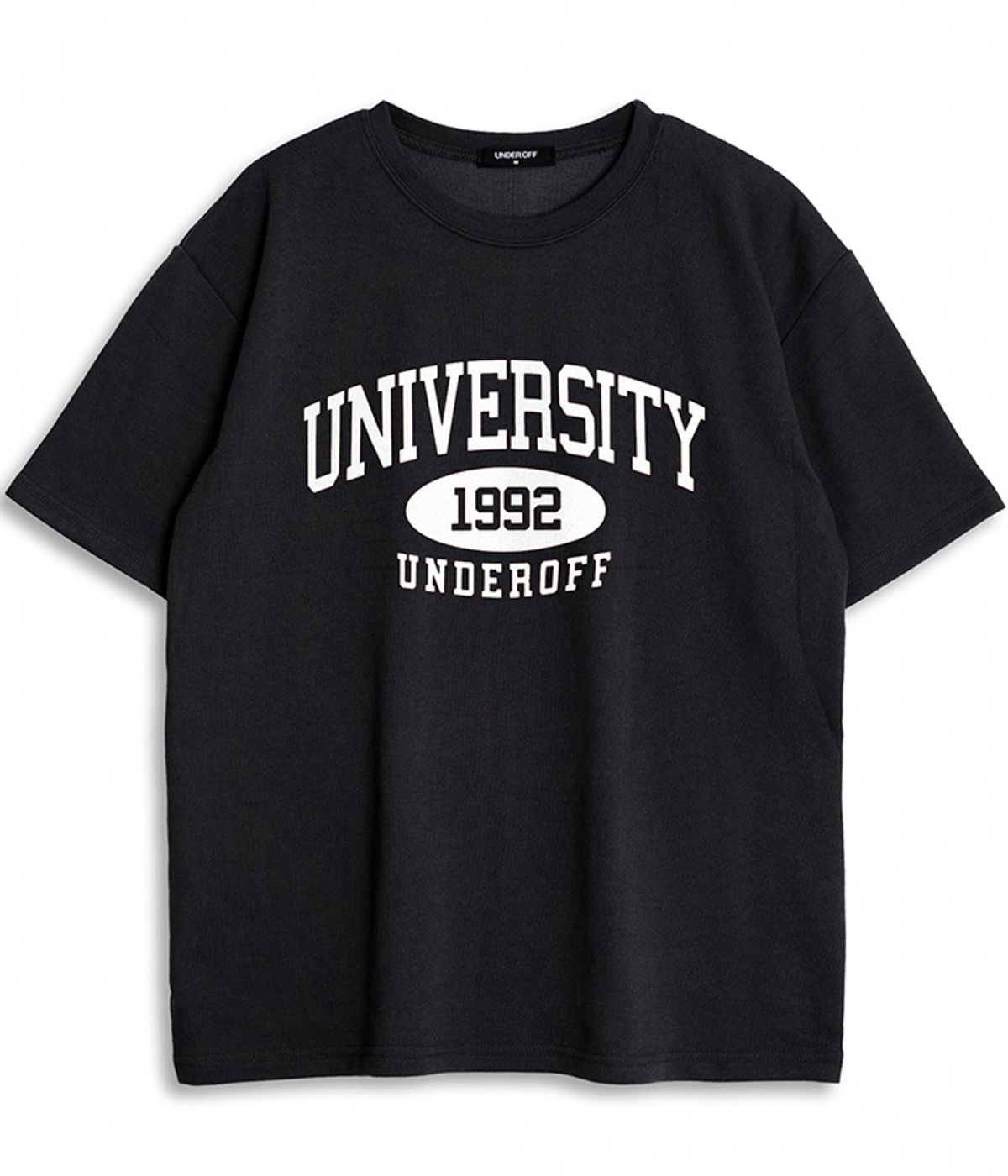 언더오프(UNDEROFF) [2PACK] 오버핏 크루넥 유니버시티 반팔 티셔츠 4colors