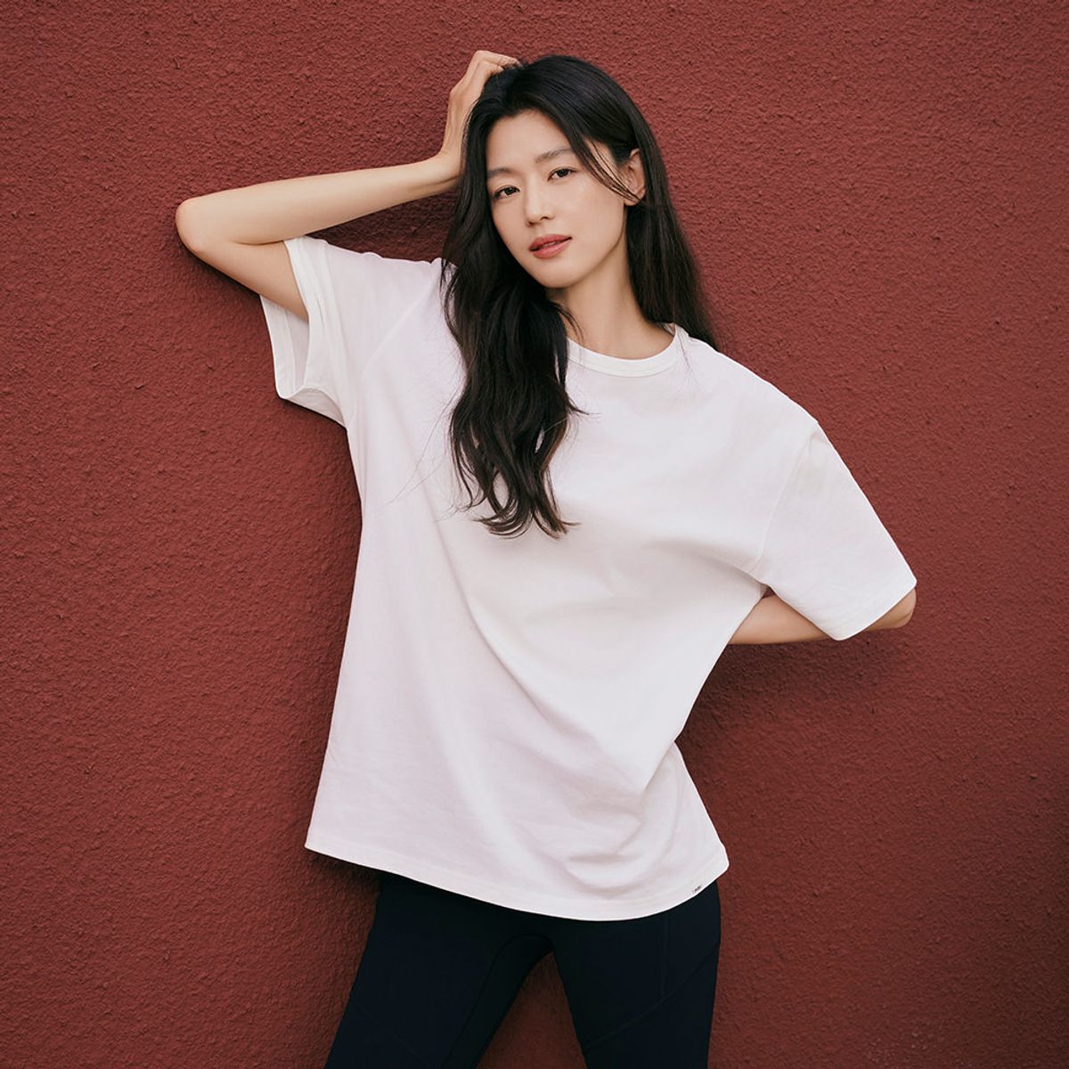 안다르(ANDAR) [SET] 오버핏 숏슬리브 & 바이커 4부 레깅스
