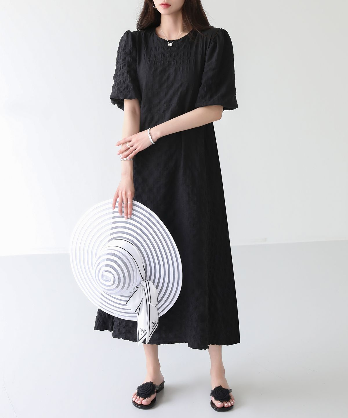 메르시마리에(MERCI MARIE) 링클프리 롱 퍼프원피스 38792