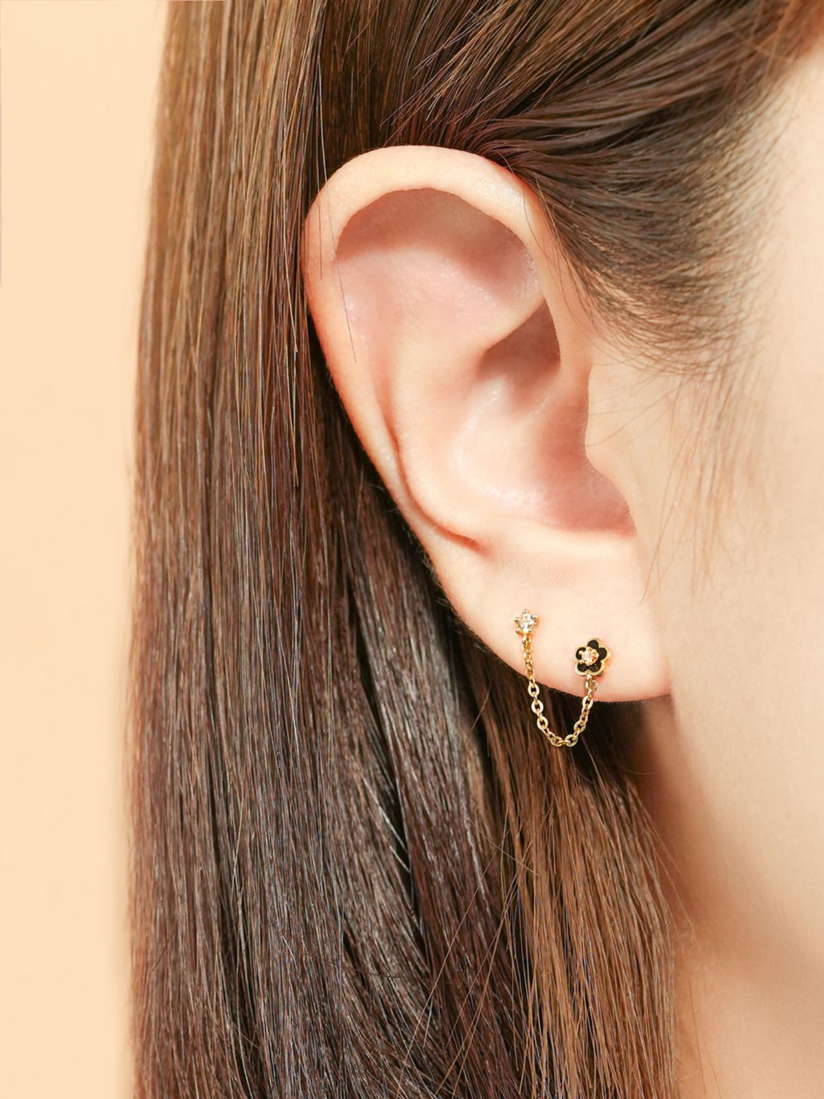 미니멀피어싱(MINIMALPIERCING) 14K 아니카 레이어드 드롭 피어싱 귀걸이