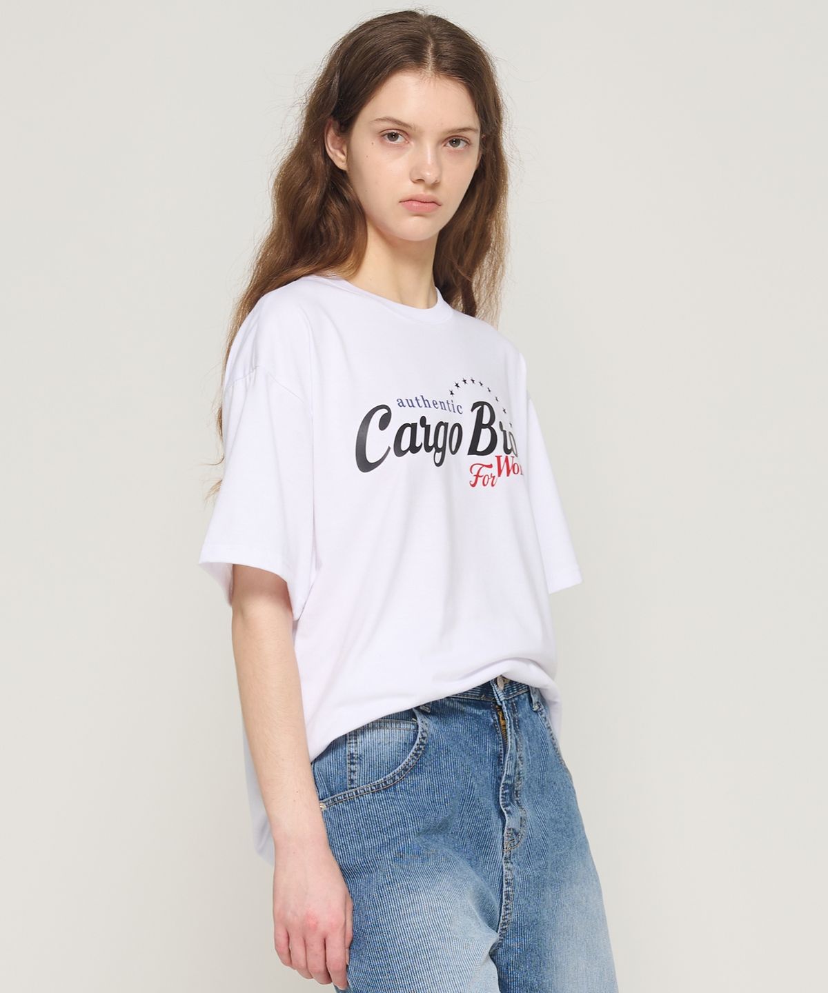 카고브로스 포 우먼(CARGOBROS FOR WOMAN) 레트로 로고 반팔 티셔츠 (화이트)