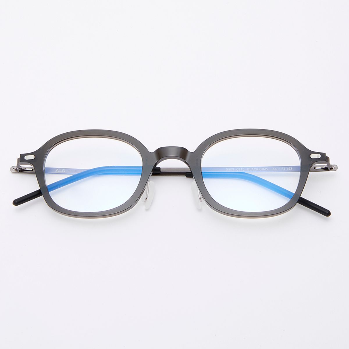 알로아이웨어(ALO EYEWEAR) [The air] AL5509 0910G 오리엔탈 스퀘어 초경량 안경테 블랙 블루라이트 렌즈 선택