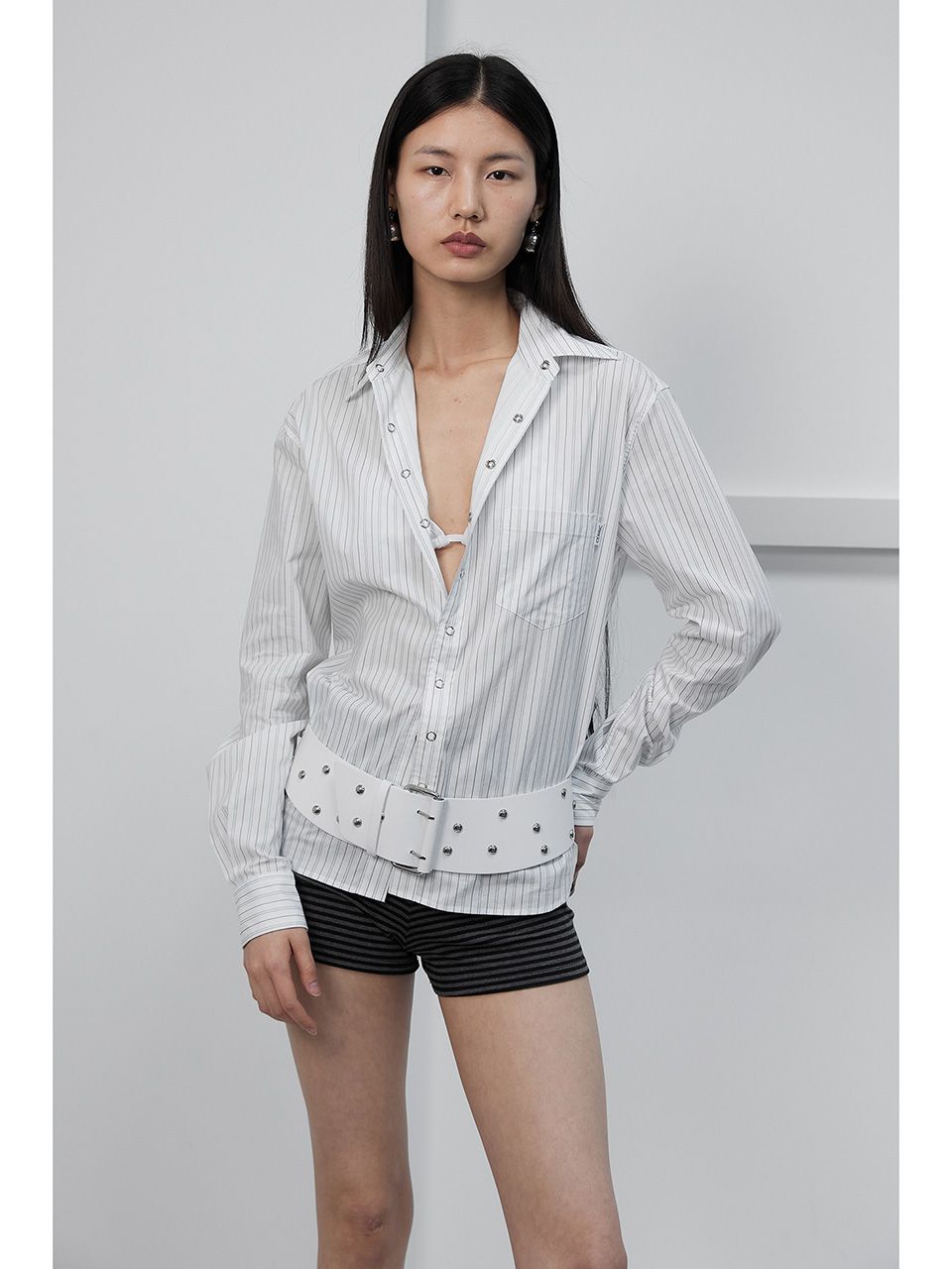 OVERSIZED STRIPE SHIRTS / WHITE