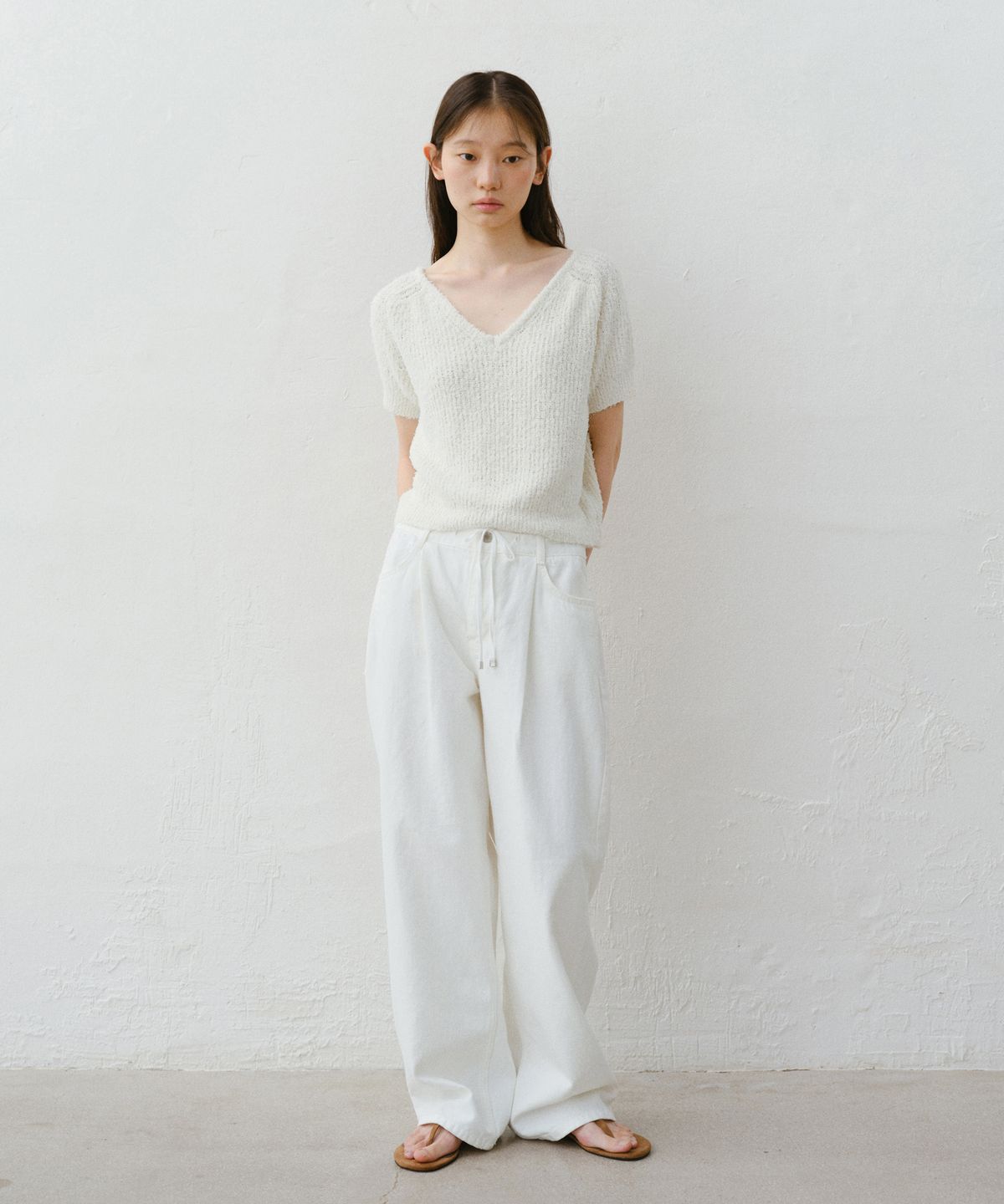 유라고(URAGO) Pintuck string wide denim