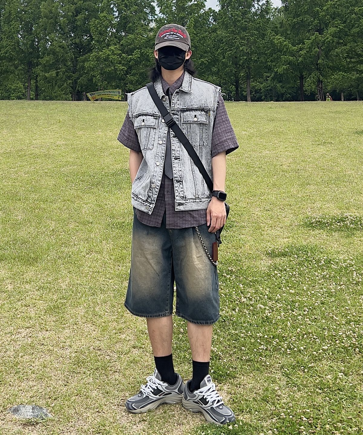 지크립(GCLIP) 원턱 버뮤다 데님 쇼츠 하프 반바지_[빈티지블루]
