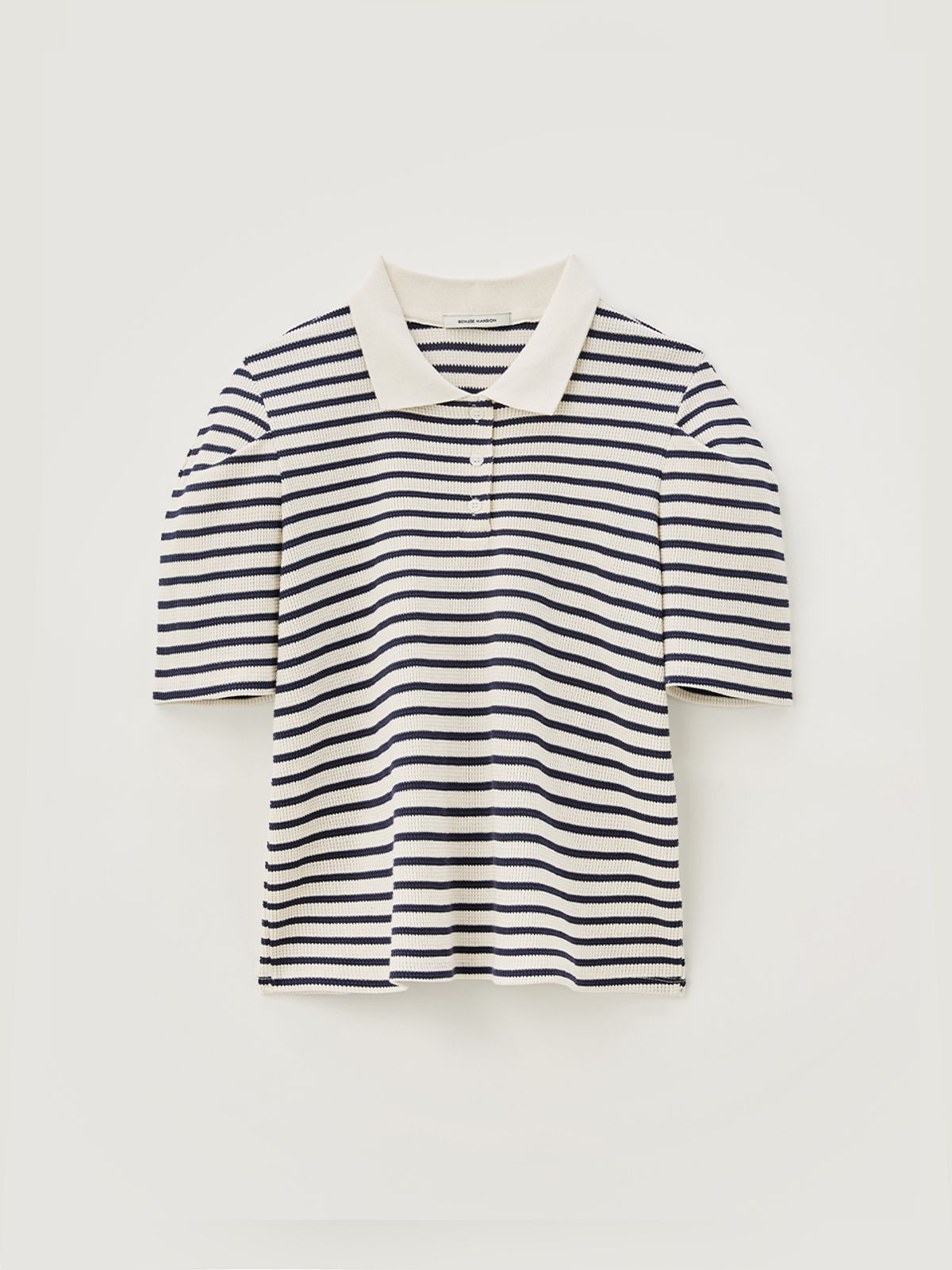 비뮤즈맨션(BEMUSE MANSION) Stripe collar puff top - Navy