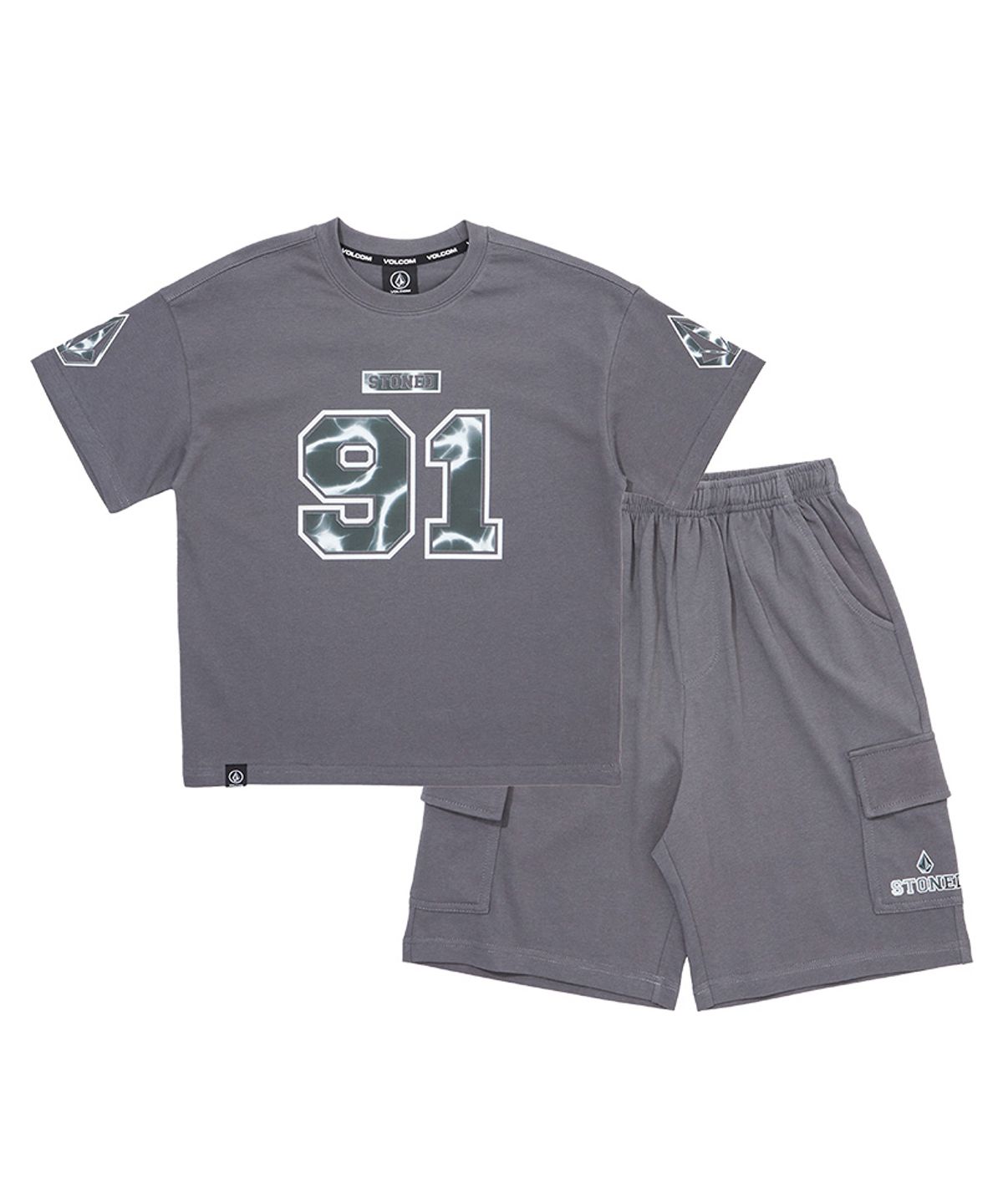 볼컴 키즈(VOLCOM KIDS) 91 포인트 라운드 하프 셋업 D5M007