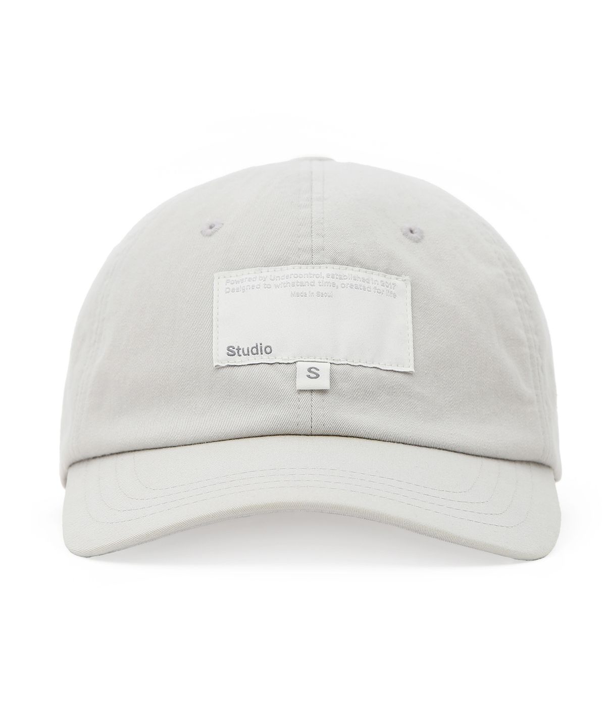 언더컨트롤 스튜디오(UNDERCONTROL STUDIO) 라벨 디테일 볼캡 BALL CAP / S LABEL / WASHED GREY
