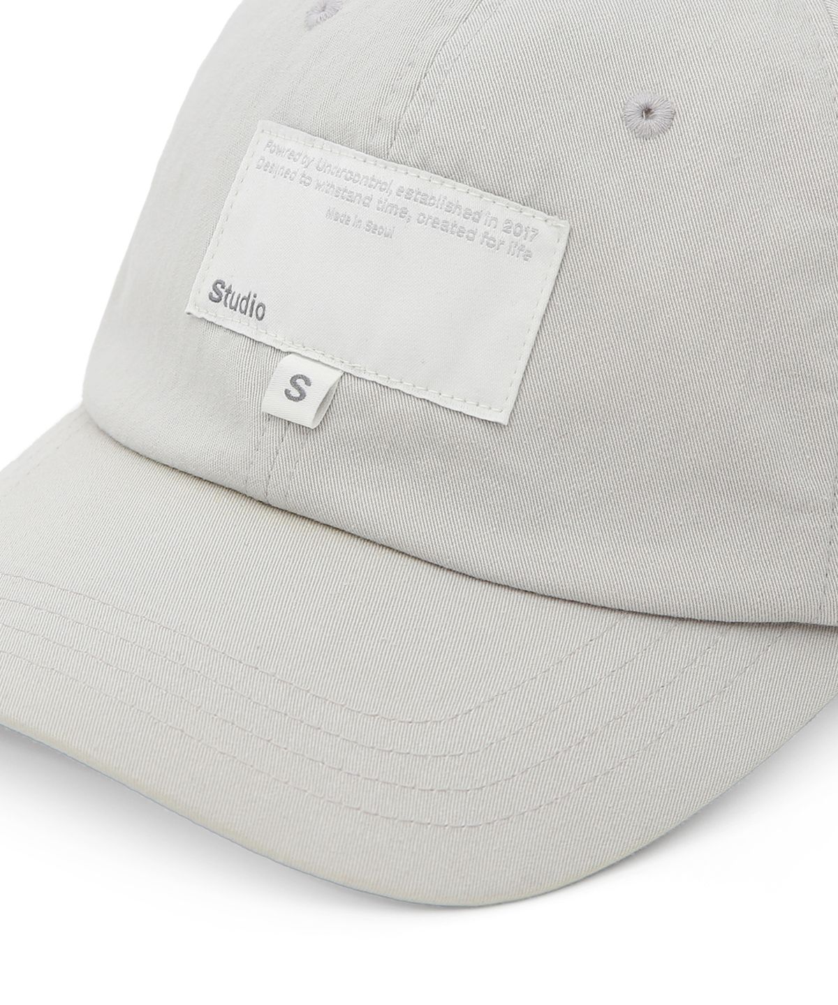 언더컨트롤 스튜디오(UNDERCONTROL STUDIO) 라벨 디테일 볼캡 BALL CAP / S LABEL / WASHED GREY