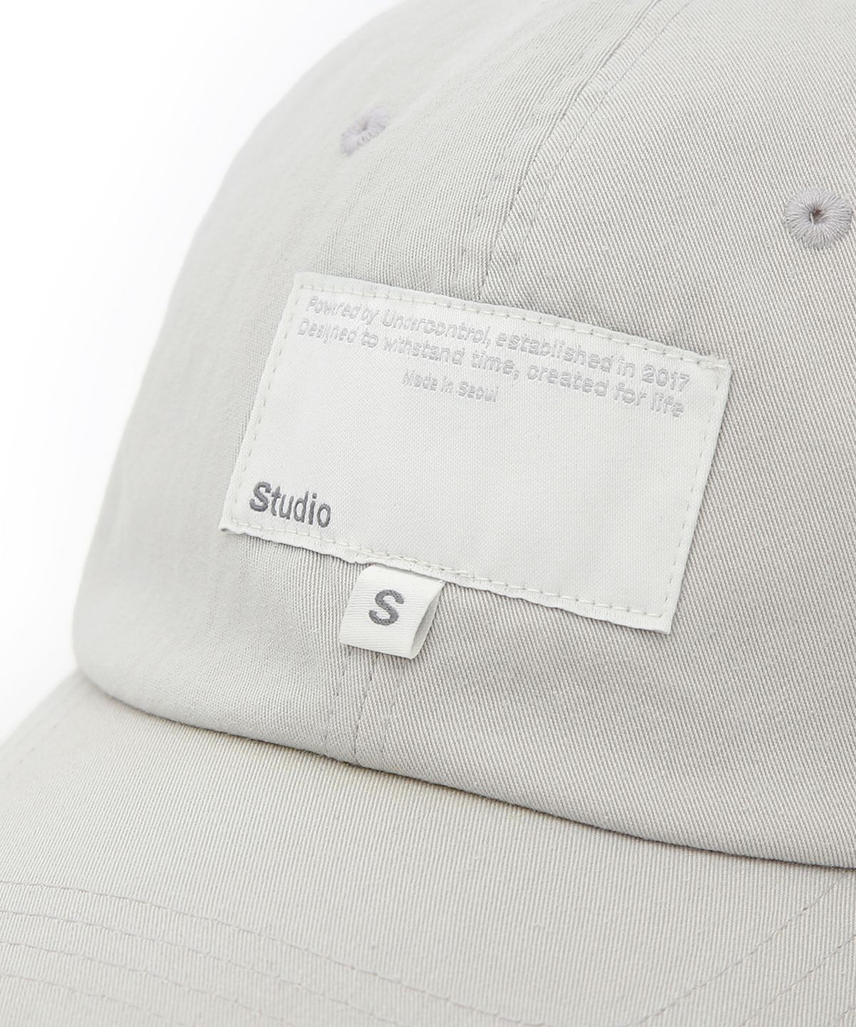 언더컨트롤 스튜디오(UNDERCONTROL STUDIO) 라벨 디테일 볼캡 BALL CAP / S LABEL / WASHED GREY