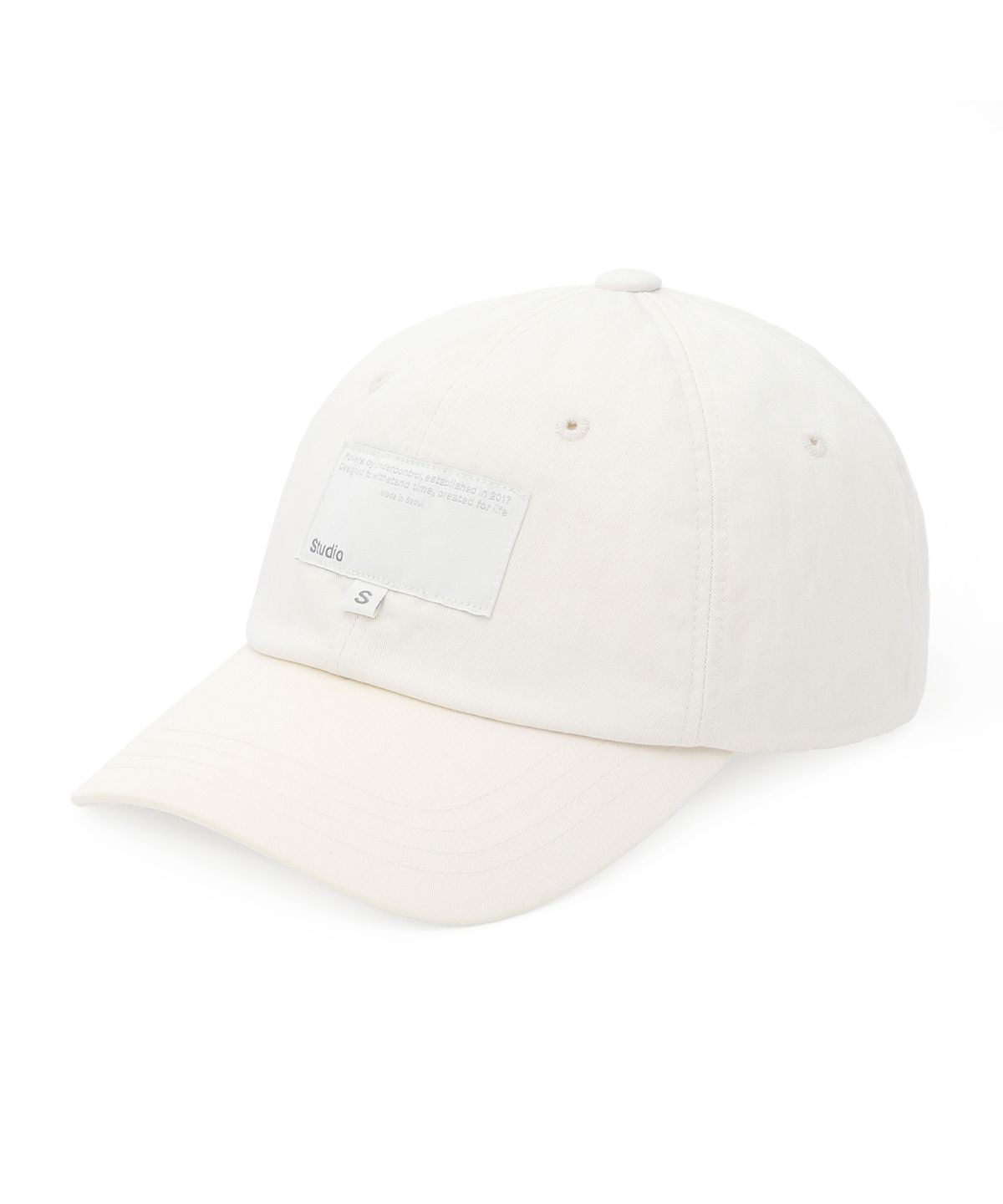 언더컨트롤 스튜디오(UNDERCONTROL STUDIO) 로고 라벨 포인트 워싱 코튼 베이직 볼캡 BALL CAP / S LABEL / WASHED IVORY