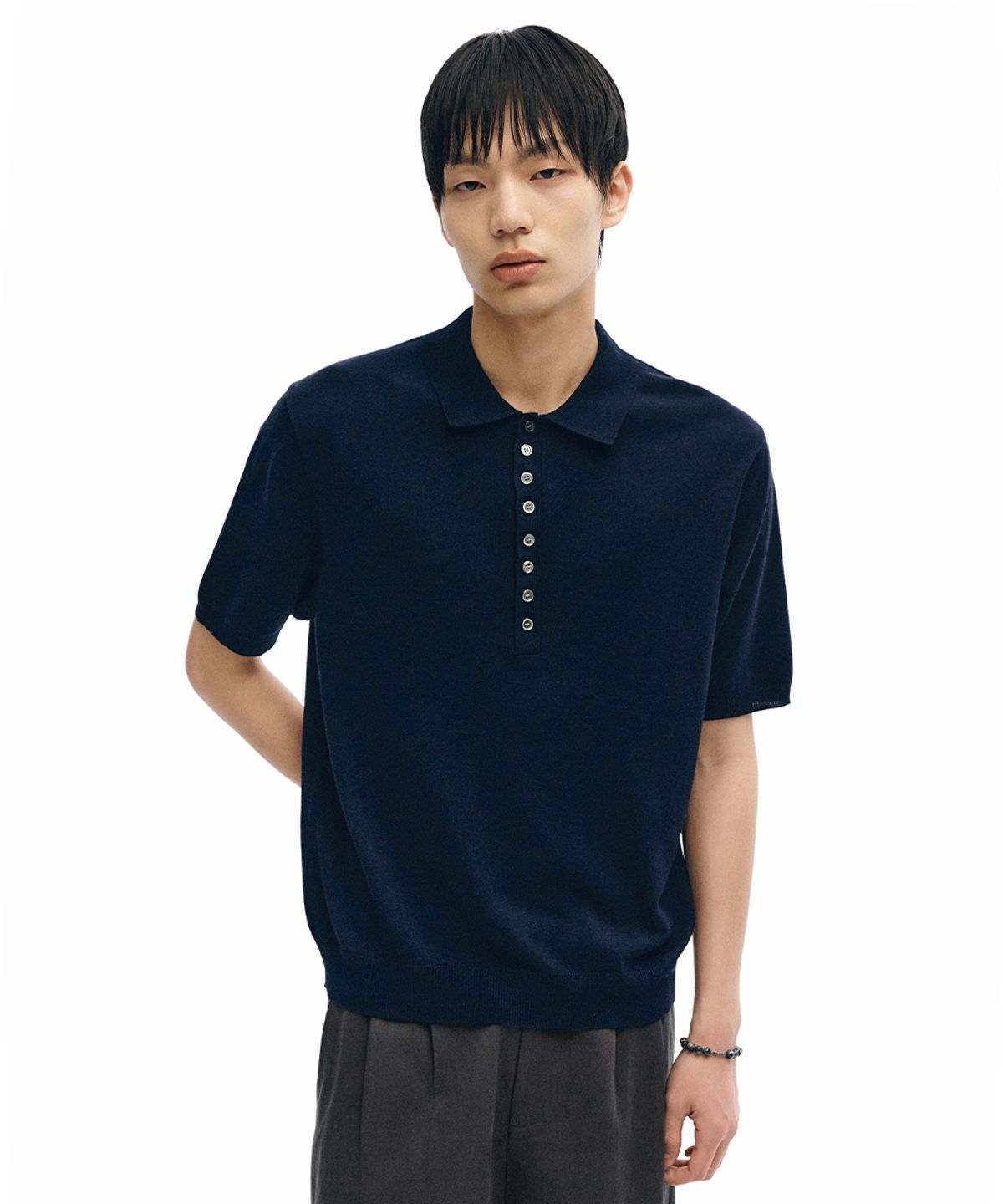 인템포무드(INTEMPOMOOD) 언커먼 버튼 카라 니트 : 3컬러