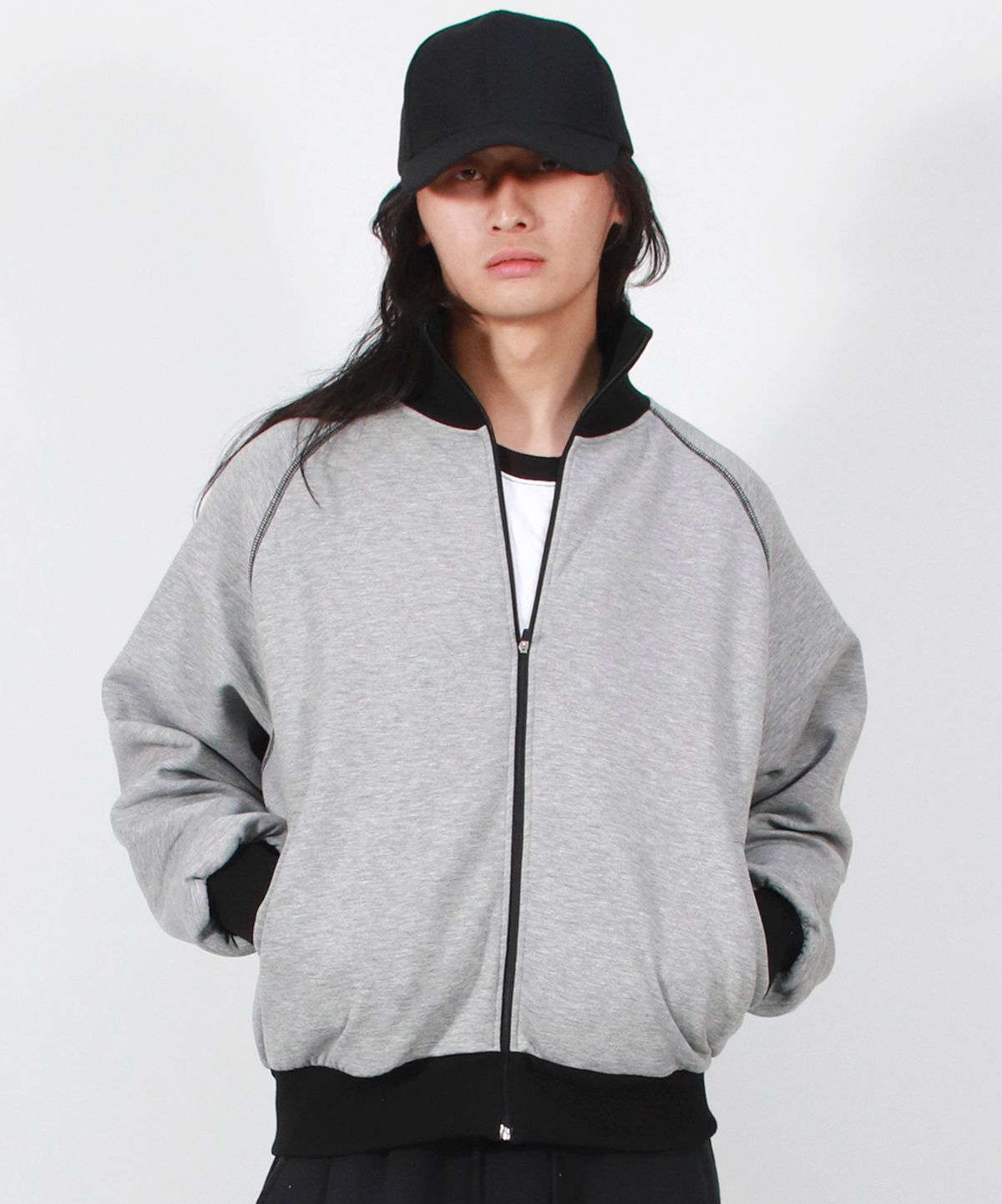 드마크(DEMARC) M COLOR STITCH NEOPRENE LOGO BLOUSON JUMPER GREY