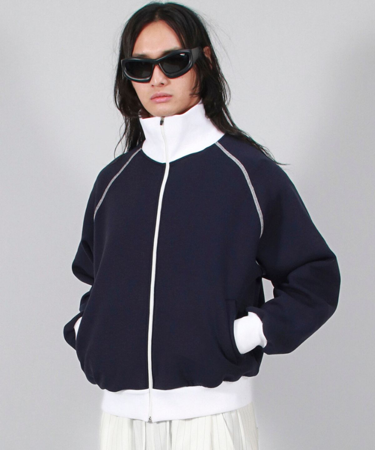 드마크(DEMARC) M COLOR STITCH NEOPRENE LOGO BLOUSON JUMPER NAVY