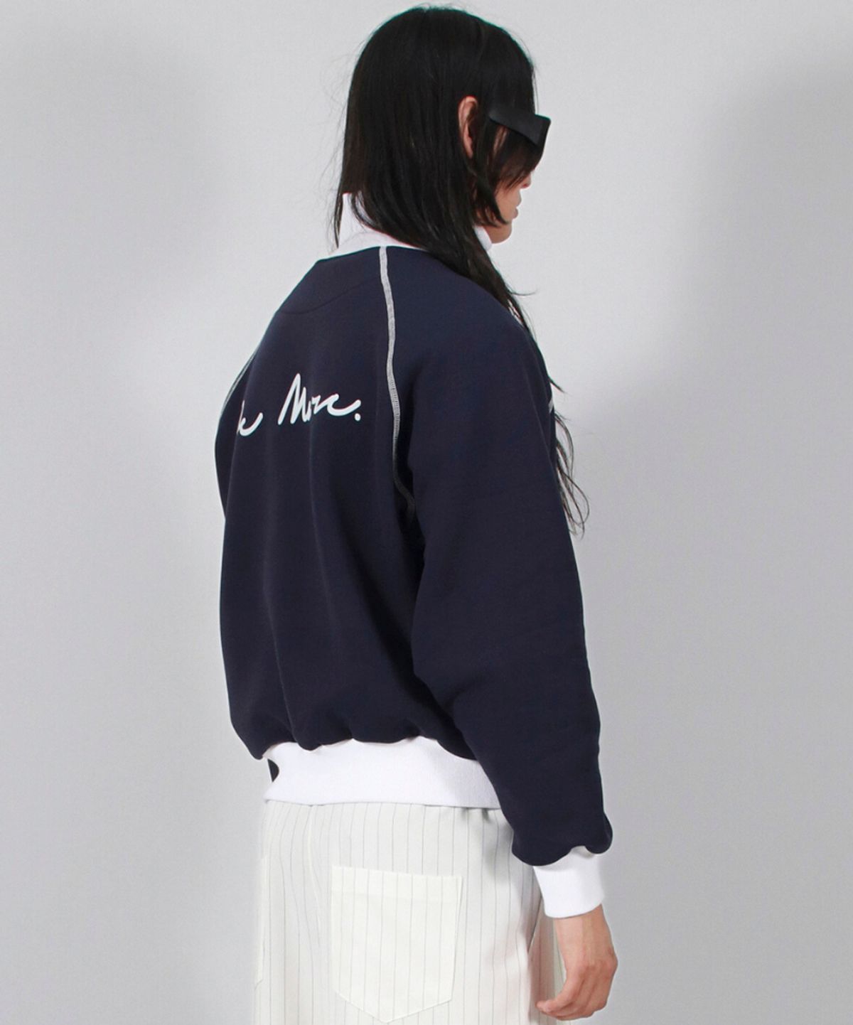 드마크(DEMARC) M COLOR STITCH NEOPRENE LOGO BLOUSON JUMPER NAVY