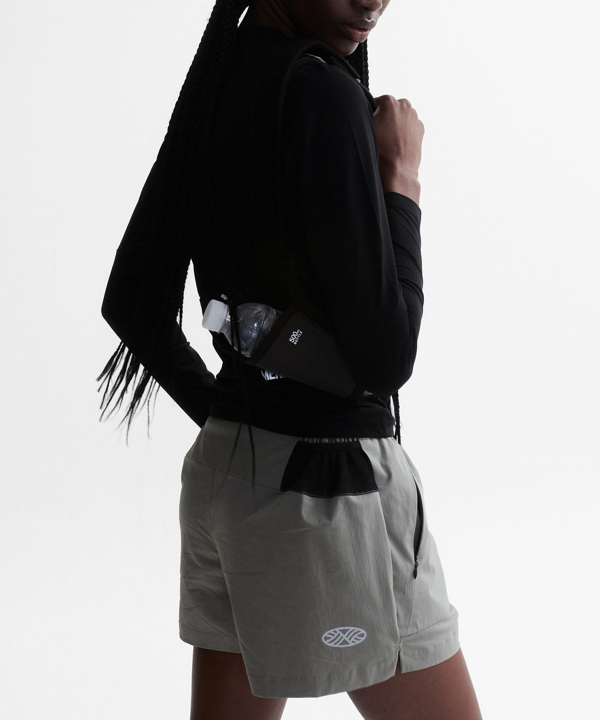 미나수(MENASOO) VENODE Small Track Logo Active Long Tshirts_Black (Tight Fit)