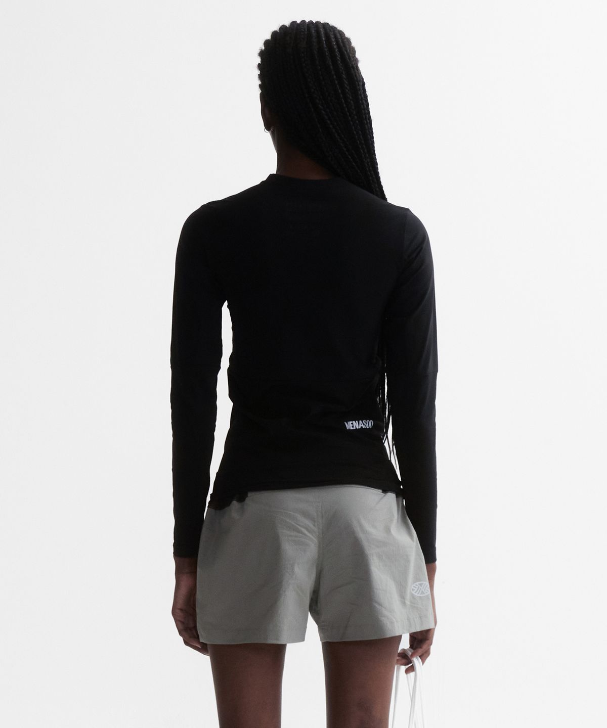 미나수(MENASOO) VENODE Small Track Logo Active Long Tshirts_Black (Tight Fit)