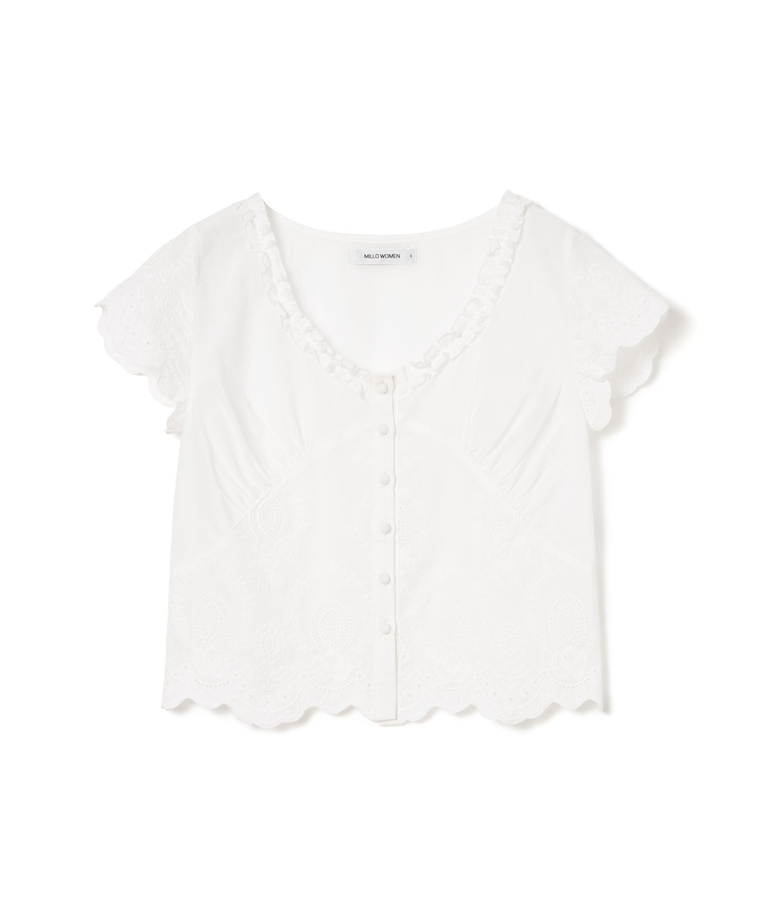 MUSINSA公式 | MILLO WOMEN スカラップレースブラウス[ホワイト]