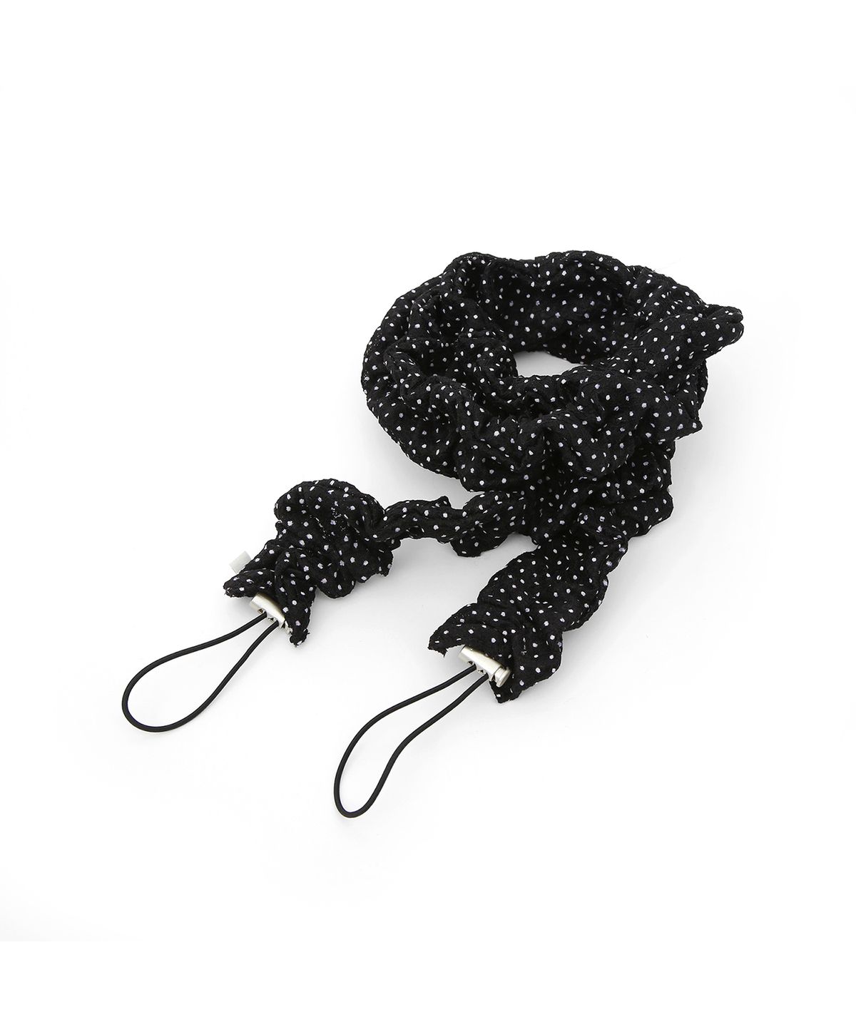 언더컨트롤 스튜디오(UNDERCONTROL STUDIO) 도트 패턴 끈 조절 여름 여성 스카프 STRING PLEATS MUFFLER / DOT / BLACK