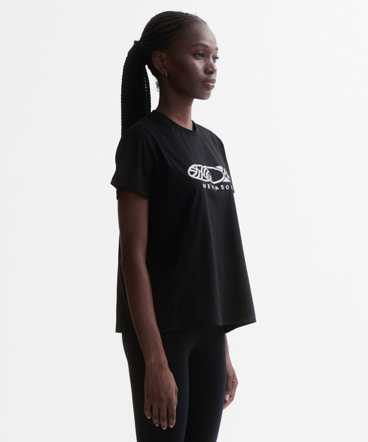 미나수(MENASOO) VENODE Three Track Logo Active Tshirts_Black (Basic Fit)