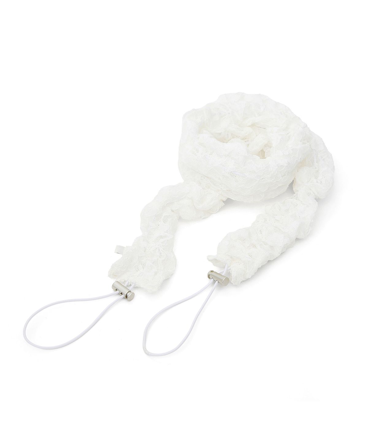 언더컨트롤 스튜디오(UNDERCONTROL STUDIO) 레이스 패턴 끈 조절 여름 여성 스카프 STRING PLEATS MUFFLER / LACE / WHITE