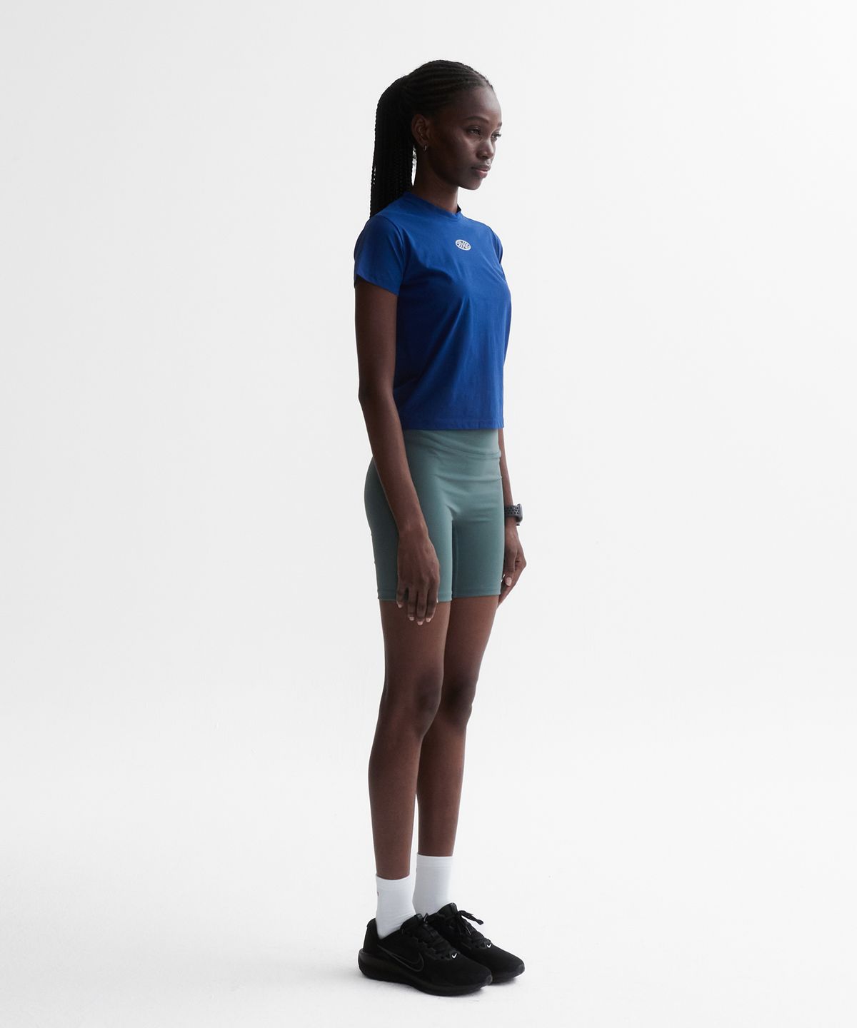 미나수(MENASOO) VENODE Small Track Logo Active Tshirts_Blue (Crop Fit)
