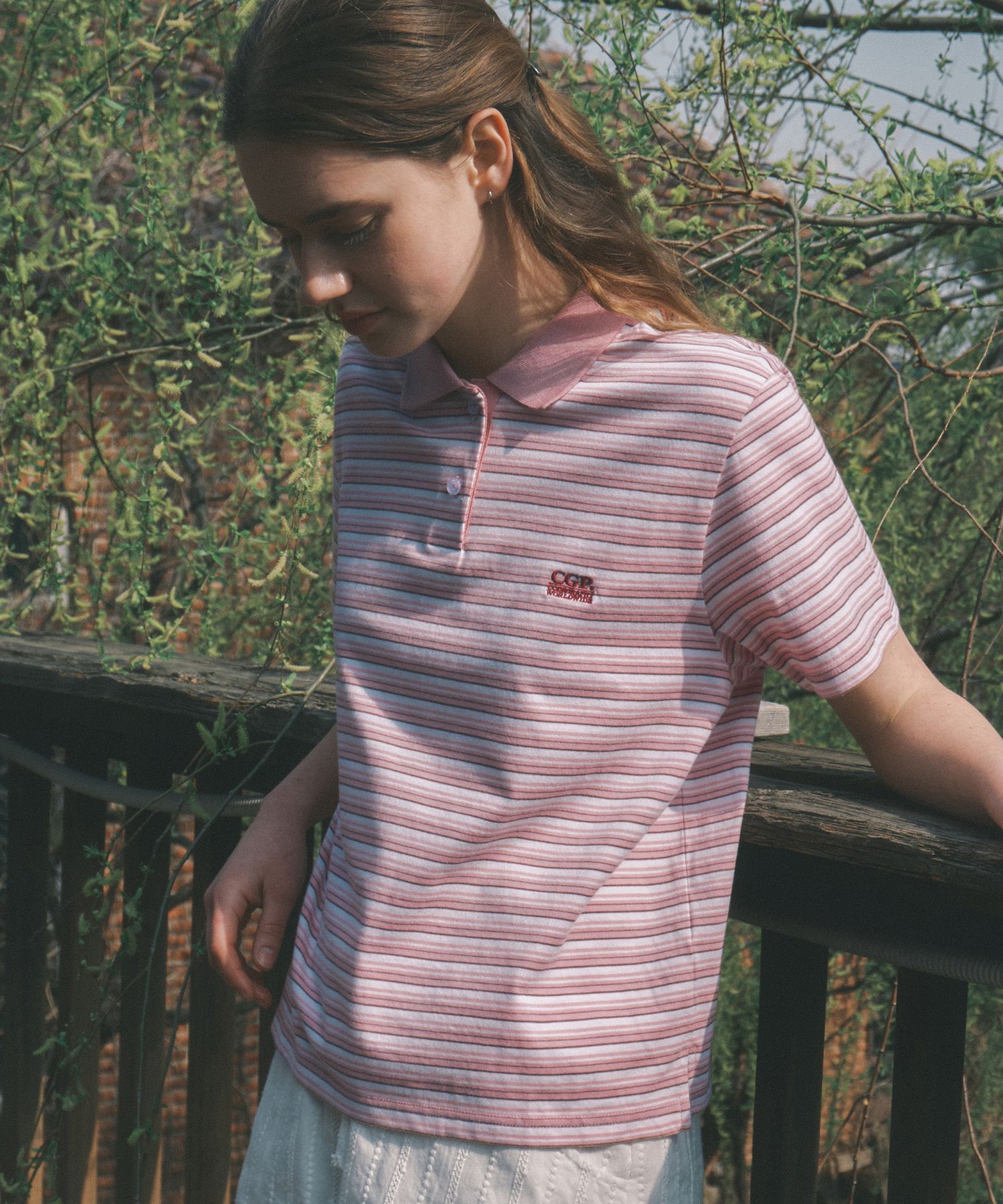 [CODEGRAPHY]★(Women) Striped Collar Short Sleeve T-Shirt MUSINSA | Codegraphy (Women) Striped Collar Short Sleeve T