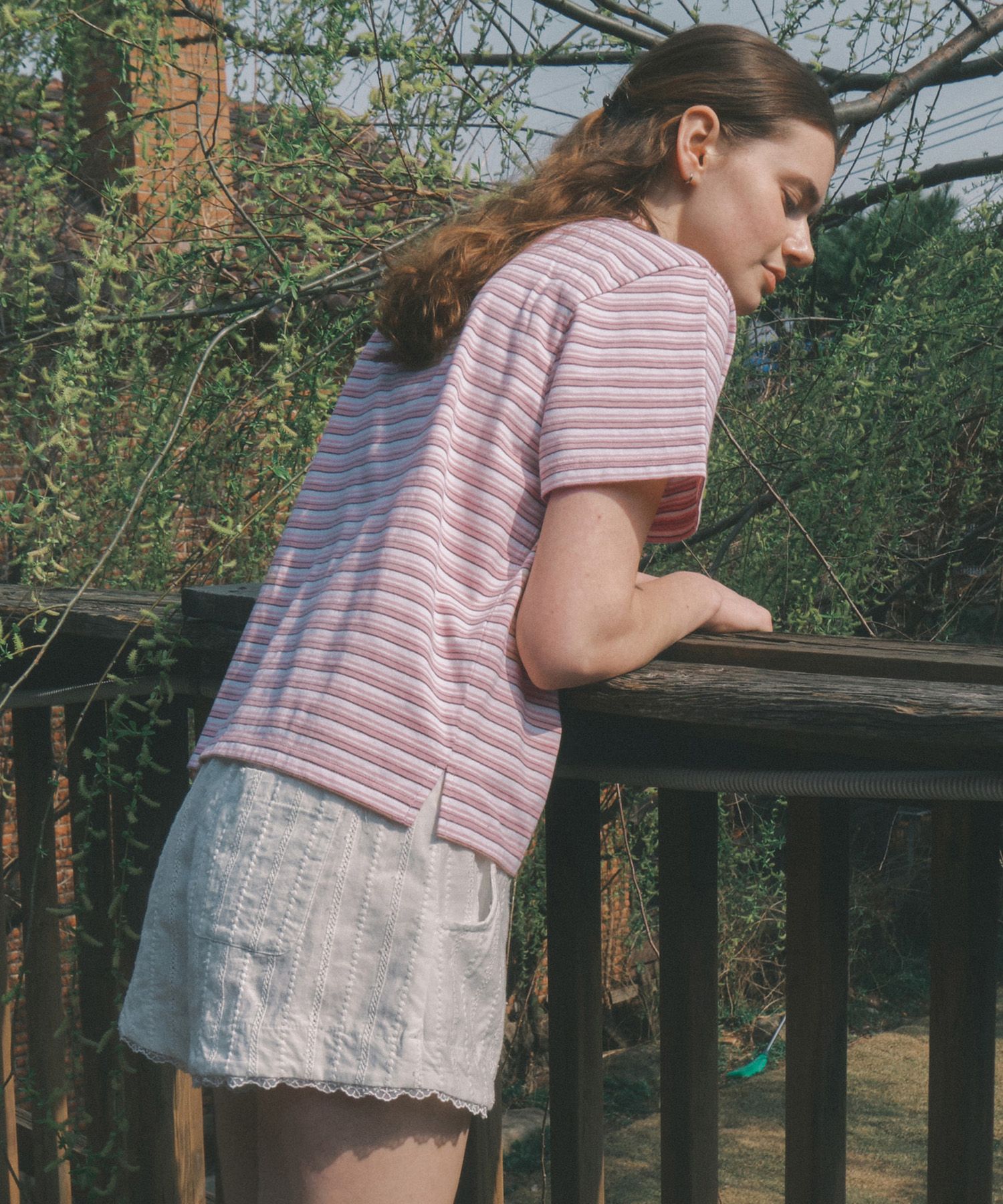 MUSINSA | Codegraphy (Women) Striped Collar Short Sleeve T