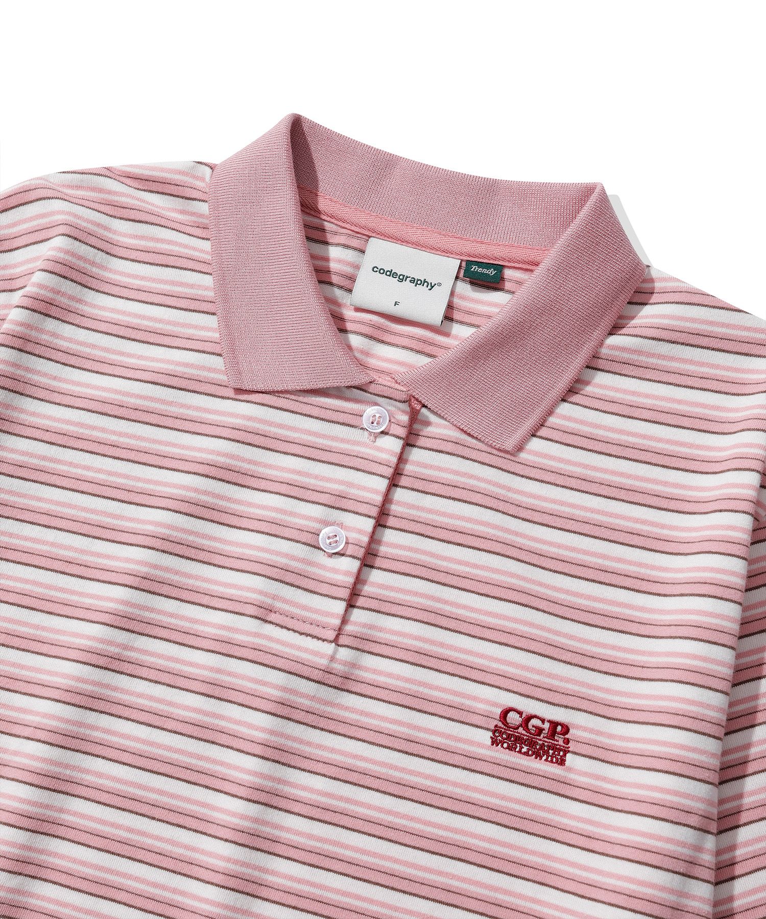 MUSINSA | Codegraphy (Women) Striped Collar Short Sleeve T