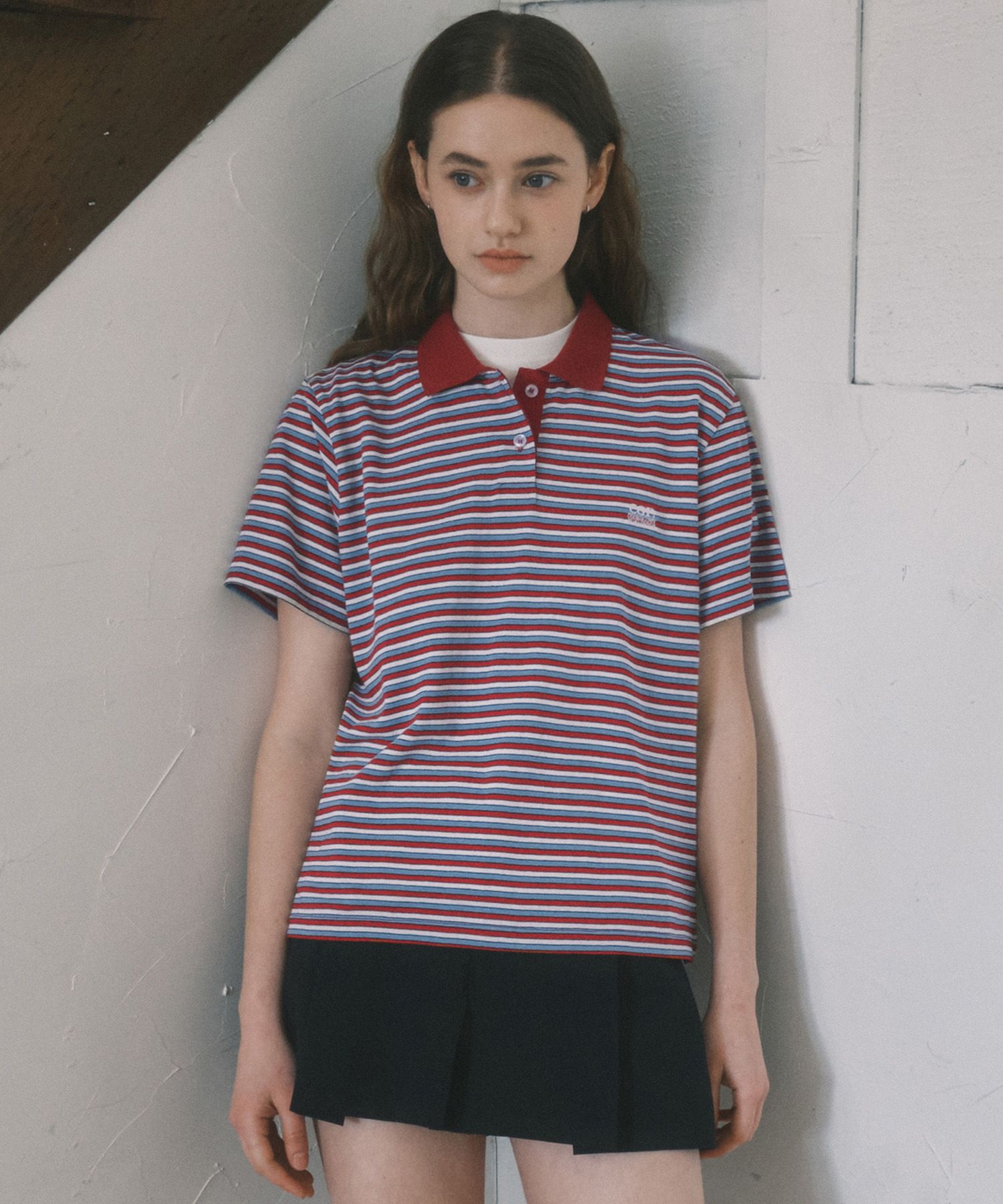 codegraphy☆ Striped Collar Short Sleeve T-Shirt MUSINSA | Codegraphy (Women) Striped Collar Short Sleeve T