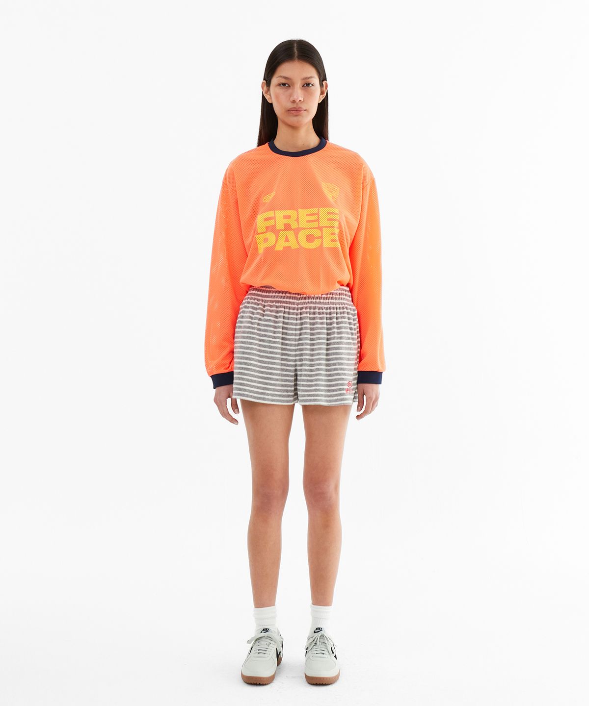 미나수(MENASOO) Sporty Mesh Round T Shirt_Neon Orange