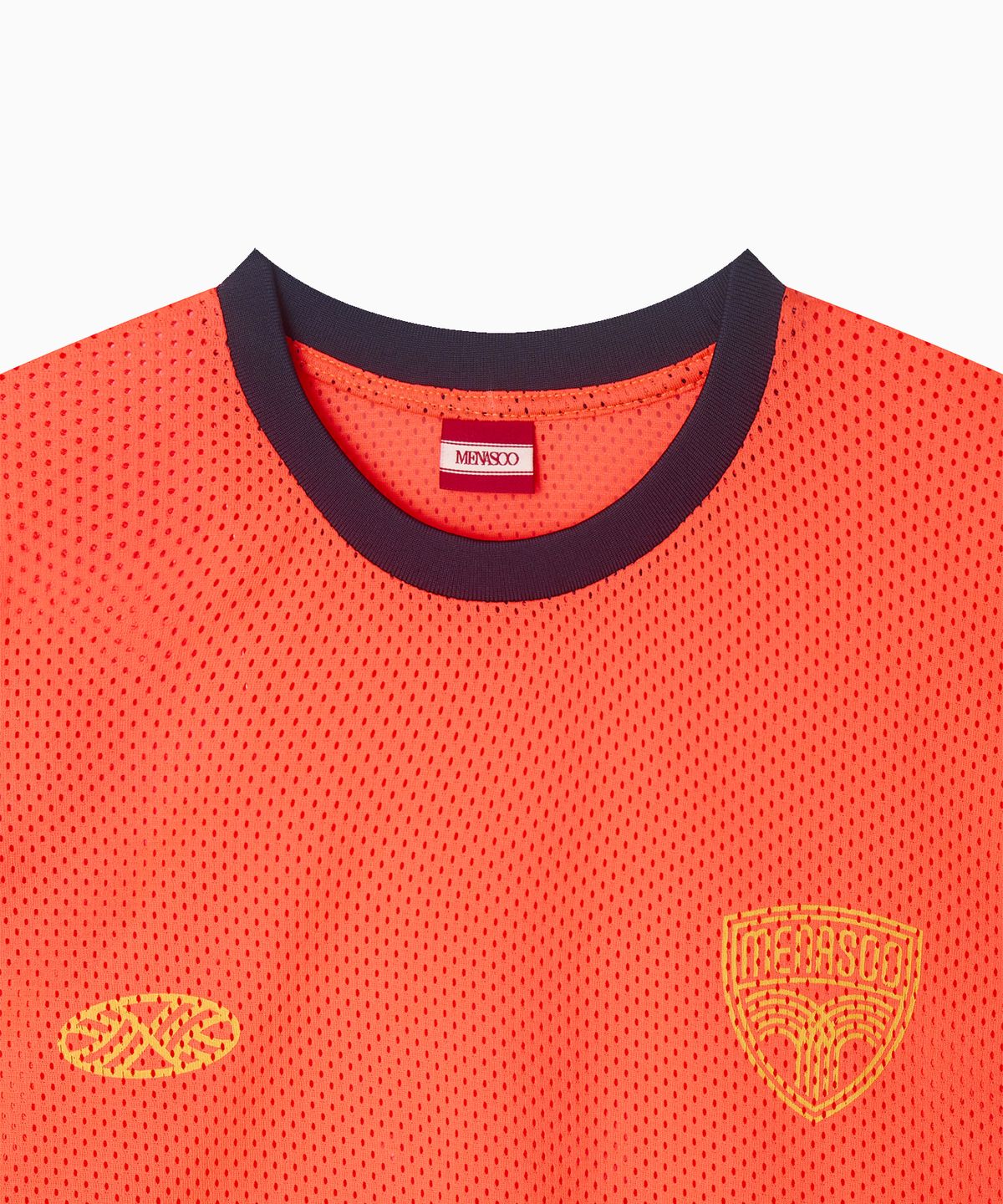 미나수(MENASOO) Sporty Mesh Round T Shirt_Neon Orange