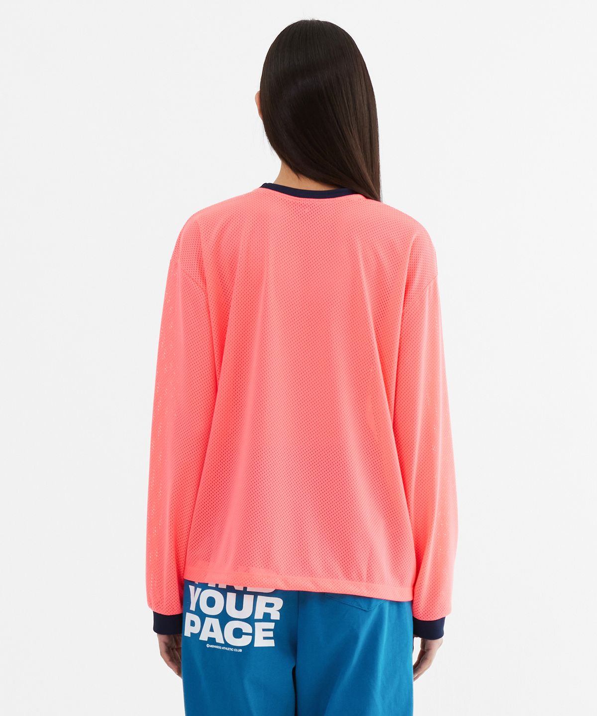 미나수(MENASOO) Sporty Mesh Round T Shirt_Neon Pink