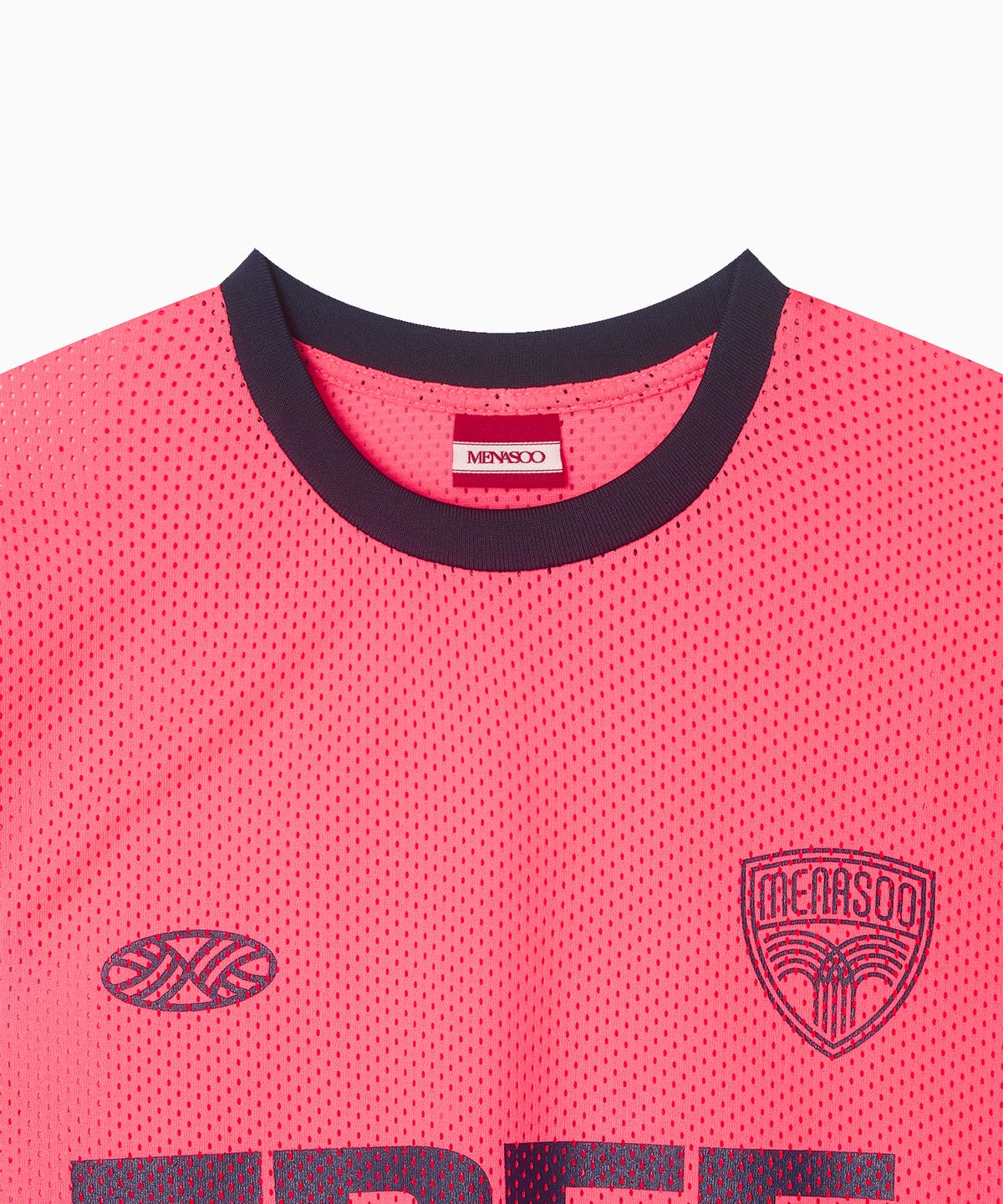 미나수(MENASOO) Sporty Mesh Round T Shirt_Neon Pink