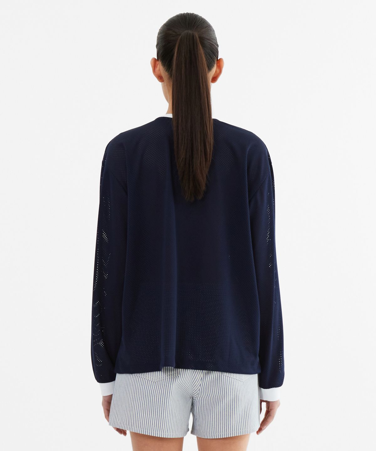 미나수(MENASOO) Sporty Mesh Round T Shirt_Navy