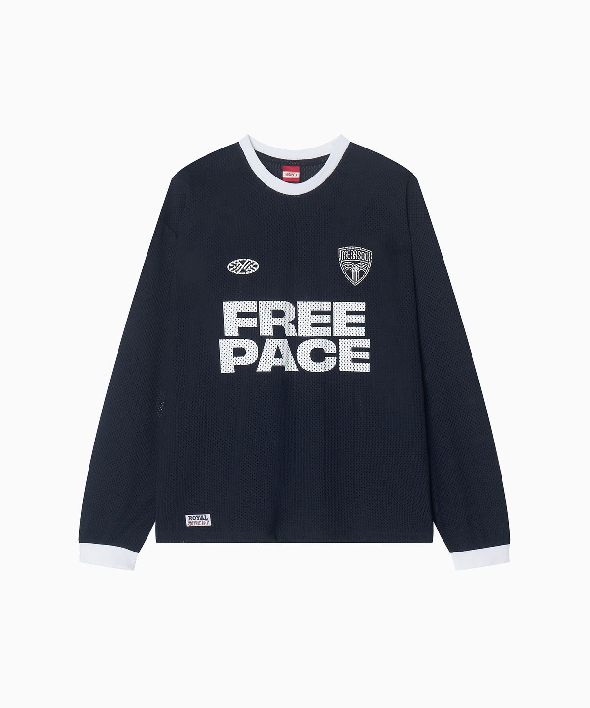 미나수(MENASOO) Sporty Mesh Round T Shirt_Navy