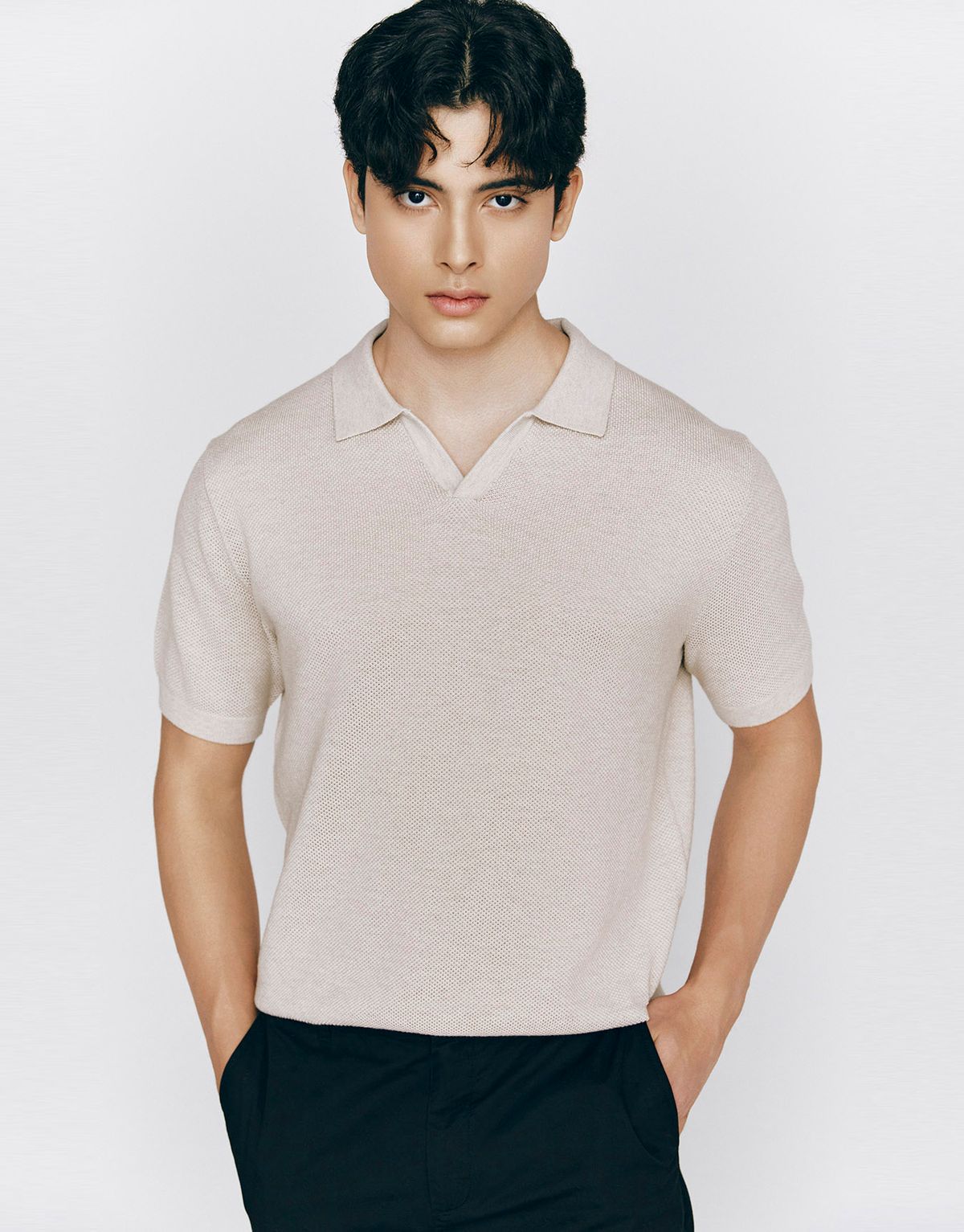 지오다노(GIORDANO) 스티치 슬릿넥 반팔 니트(12gg) 055526 [5color]